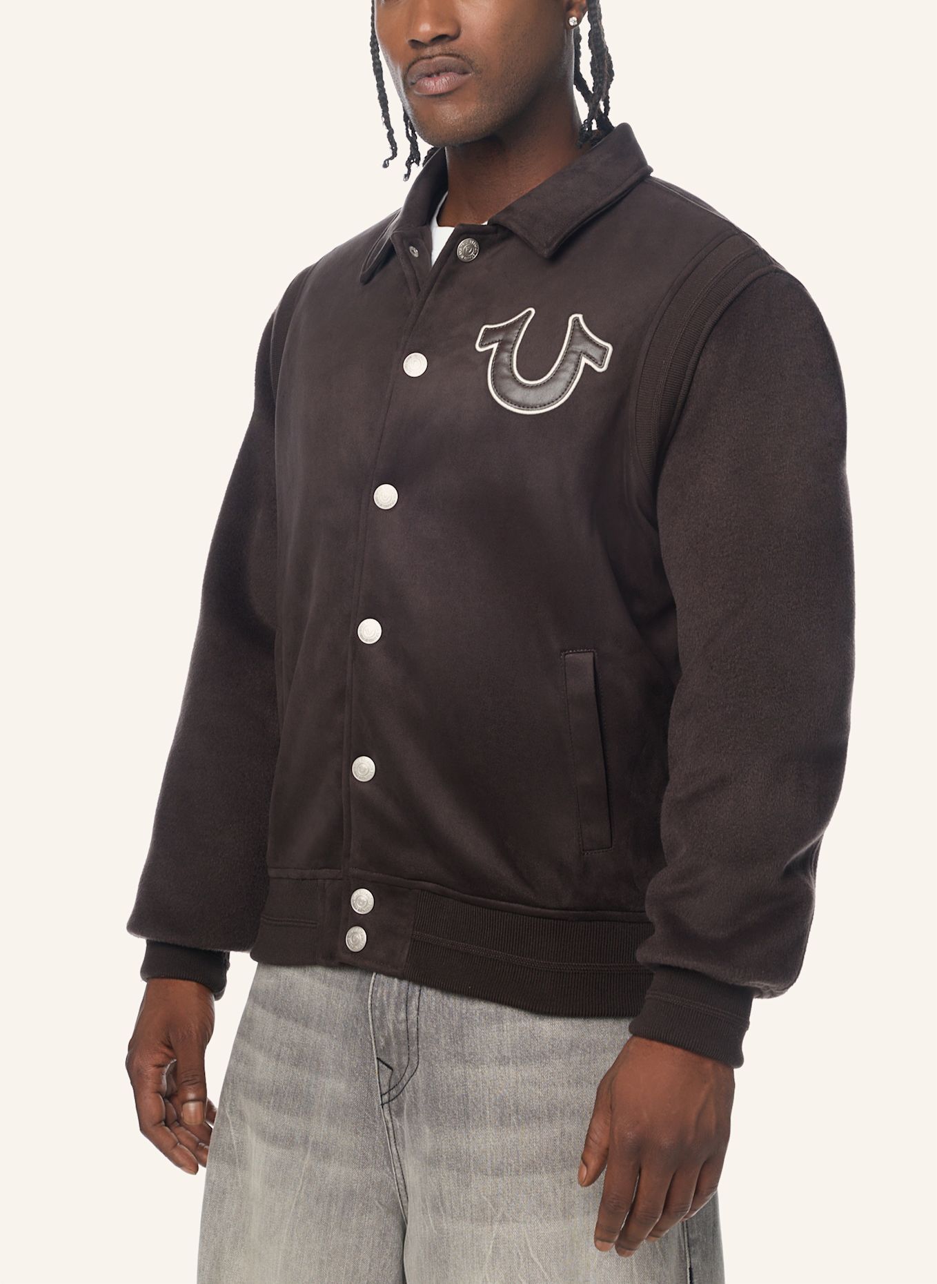 TRUE RELIGION Bomberjacke SUEDE: BRAUN