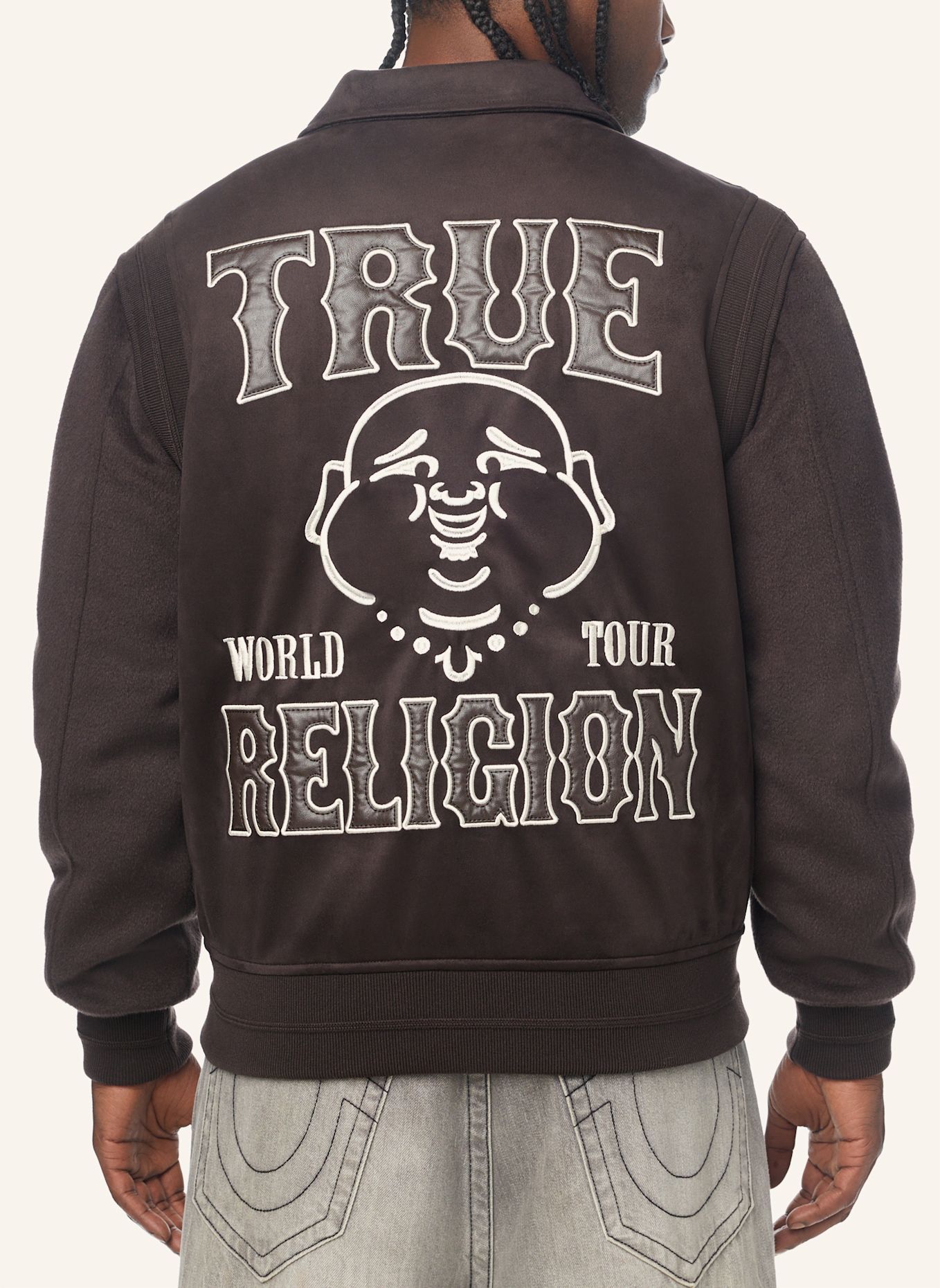 TRUE RELIGION Bomberjacke SUEDE: BRAUN