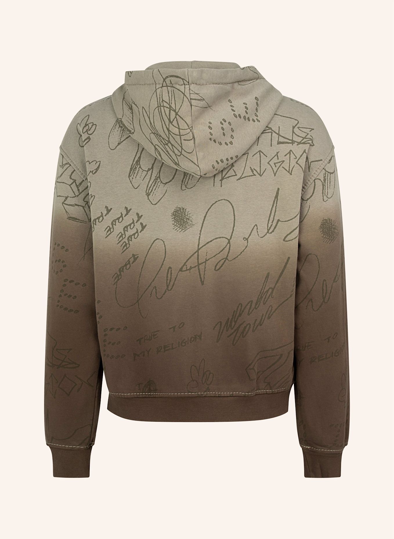 TRUE RELIGION Zip Hoodie BIG T GRAFFITI: PINK