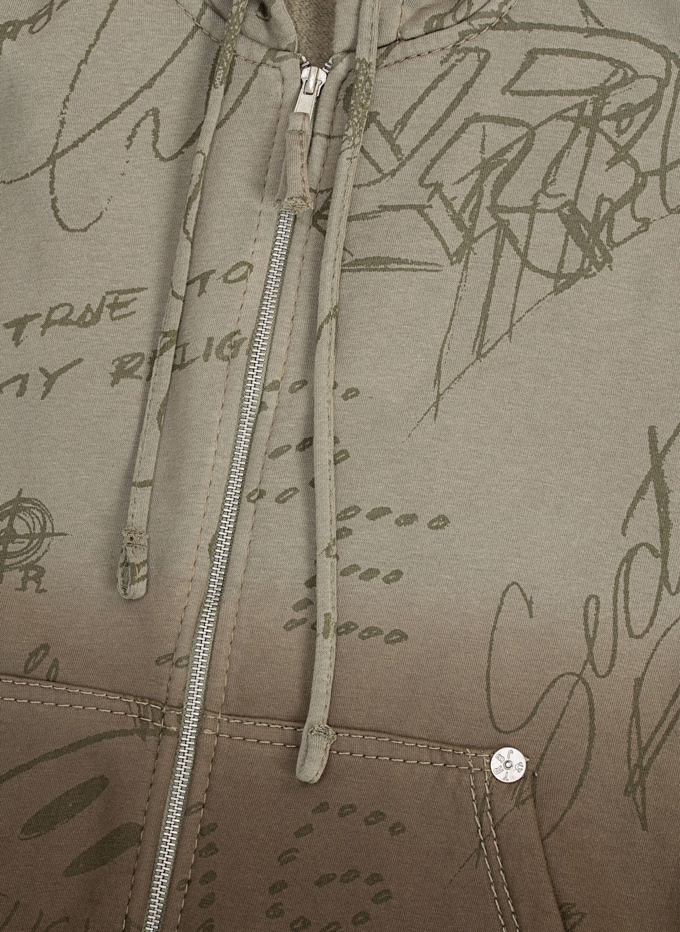 TRUE RELIGION Zip Hoodie BIG T GRAFFITI: PINK