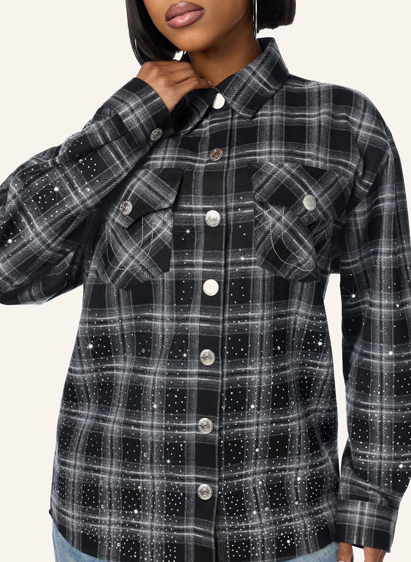 TRUE RELIGION Hemd OMBRÉ CRYSTAL: SCHWARZ