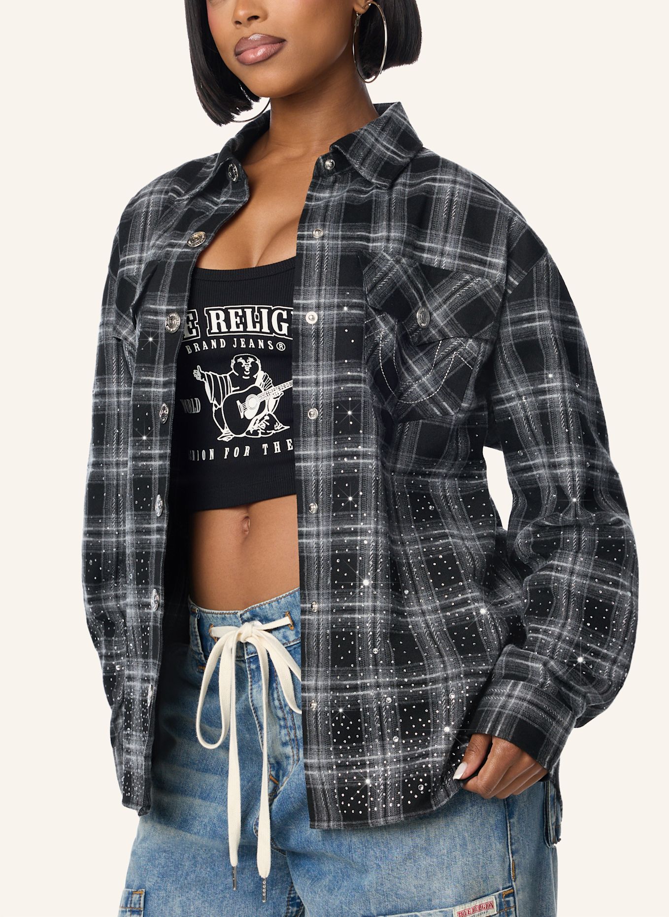 TRUE RELIGION Hemd OMBRÉ CRYSTAL: SCHWARZ