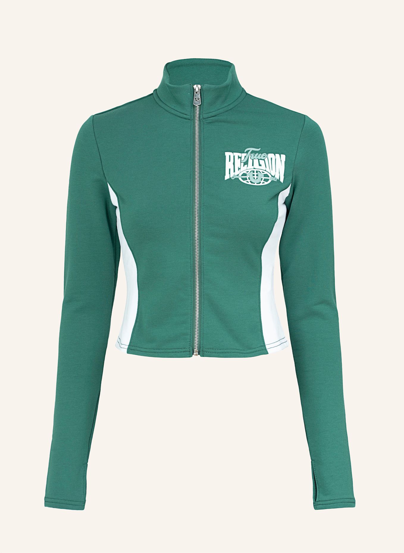 TRUE RELIGION Zip-Jacke TERRY: GRÜN