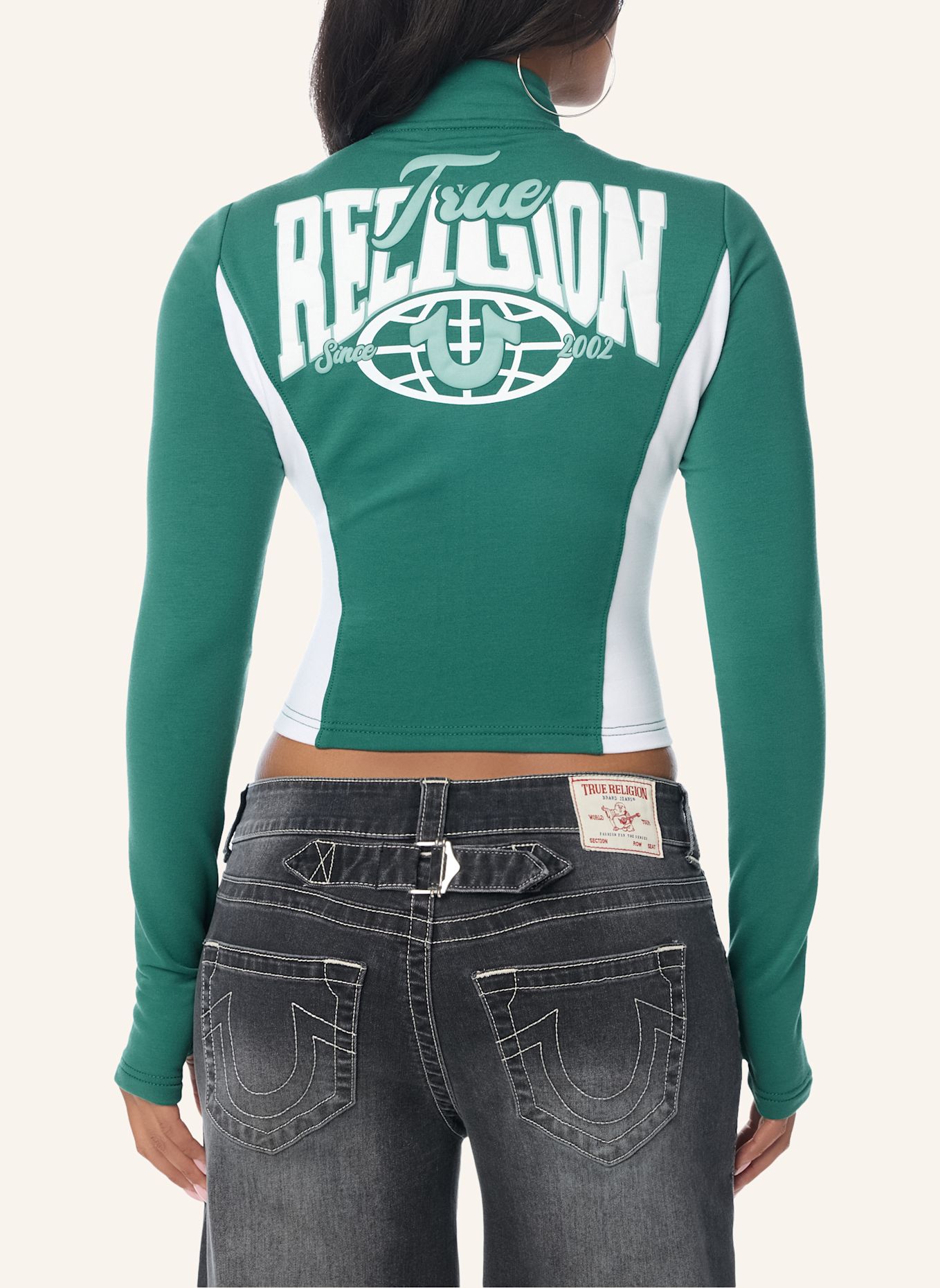 TRUE RELIGION Zip-Jacke TERRY: GRÜN