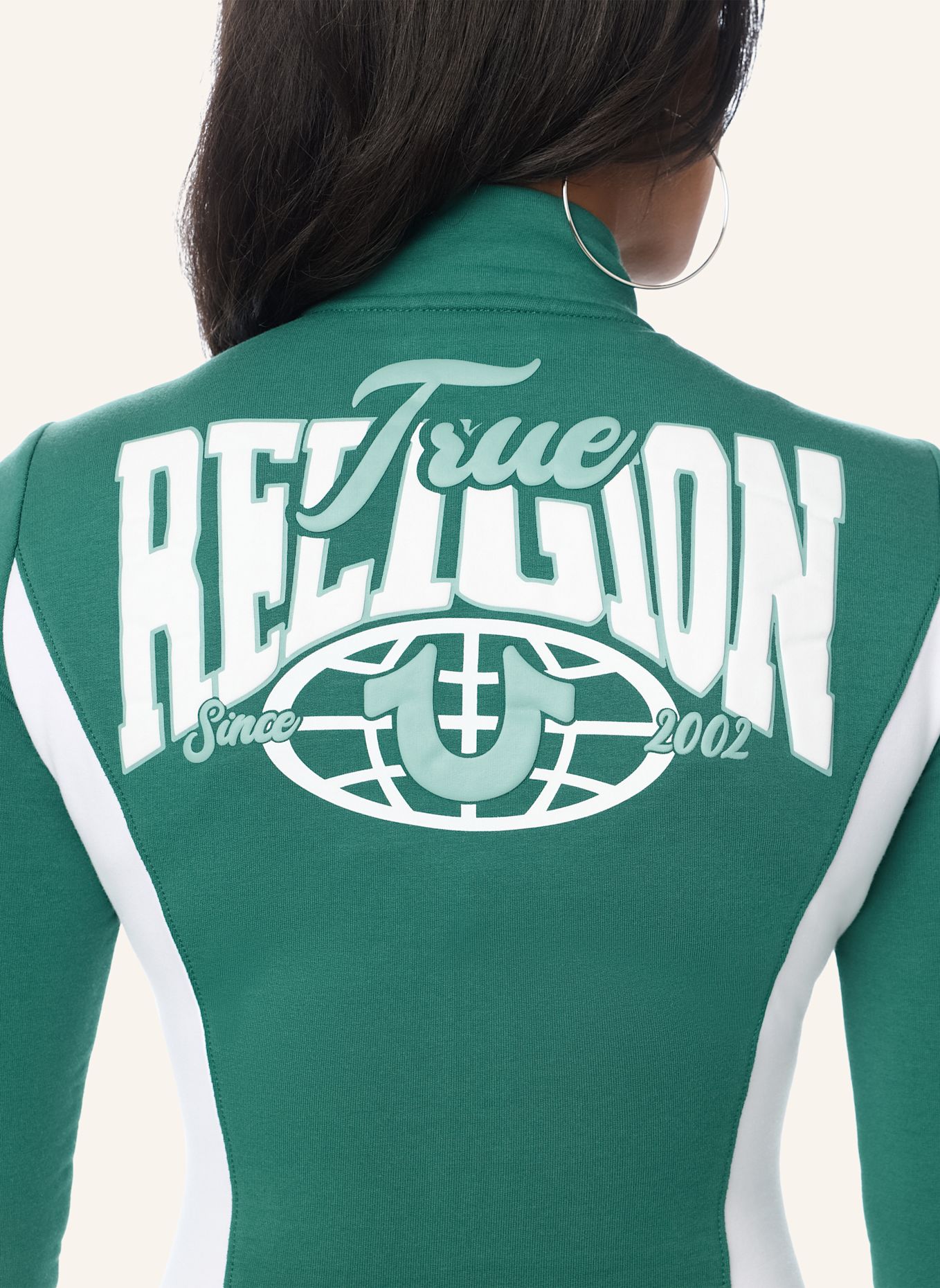 TRUE RELIGION Zip-Jacke TERRY: GRÜN