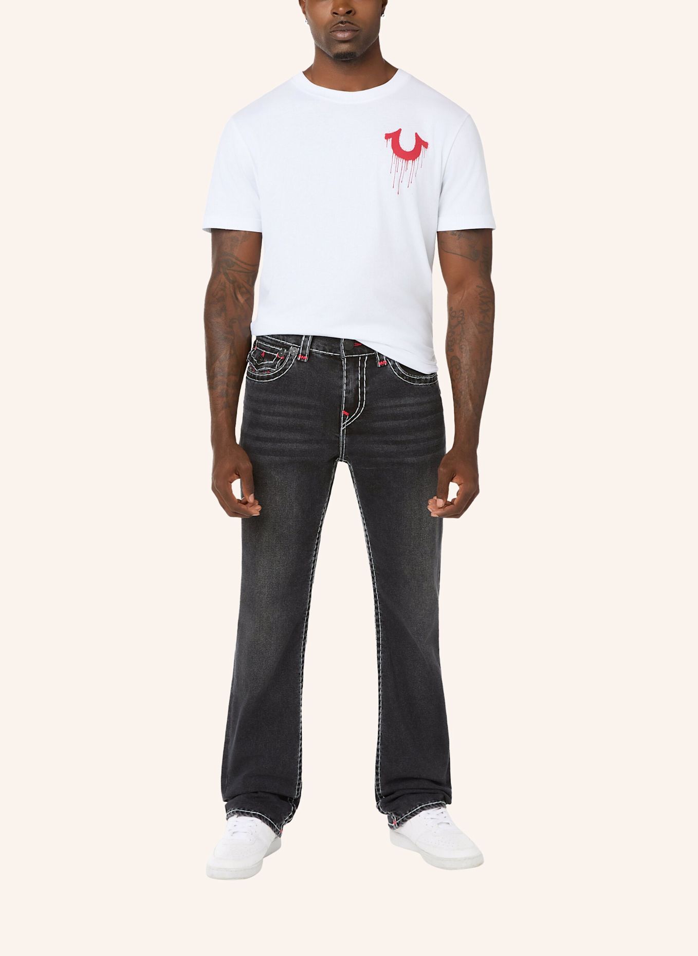 TRUE RELIGION Jeans RICKY SUPER T FLAP: SCHWARZ