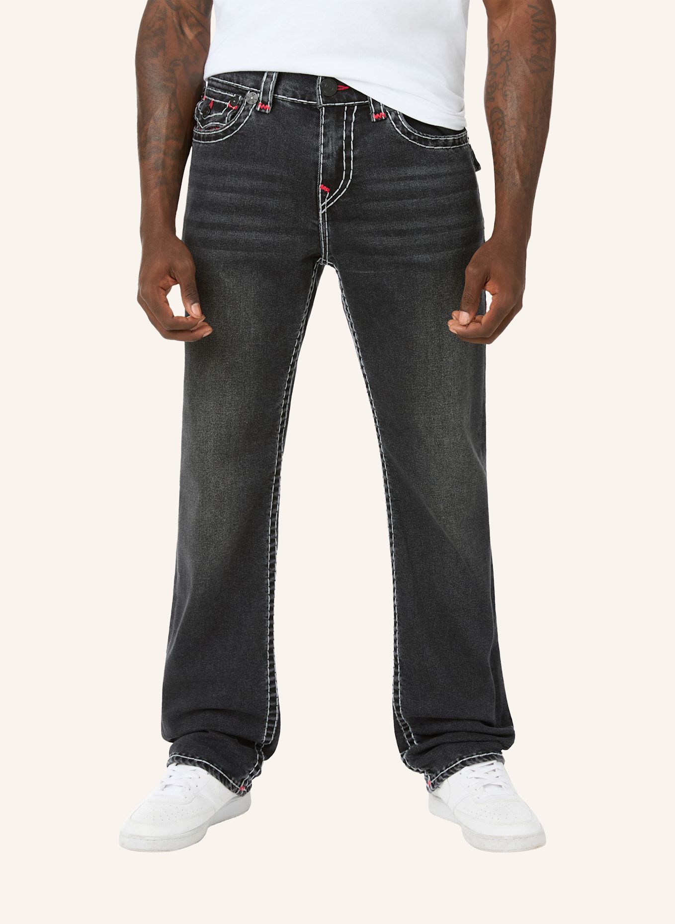 TRUE RELIGION Jeans RICKY SUPER T FLAP: SCHWARZ