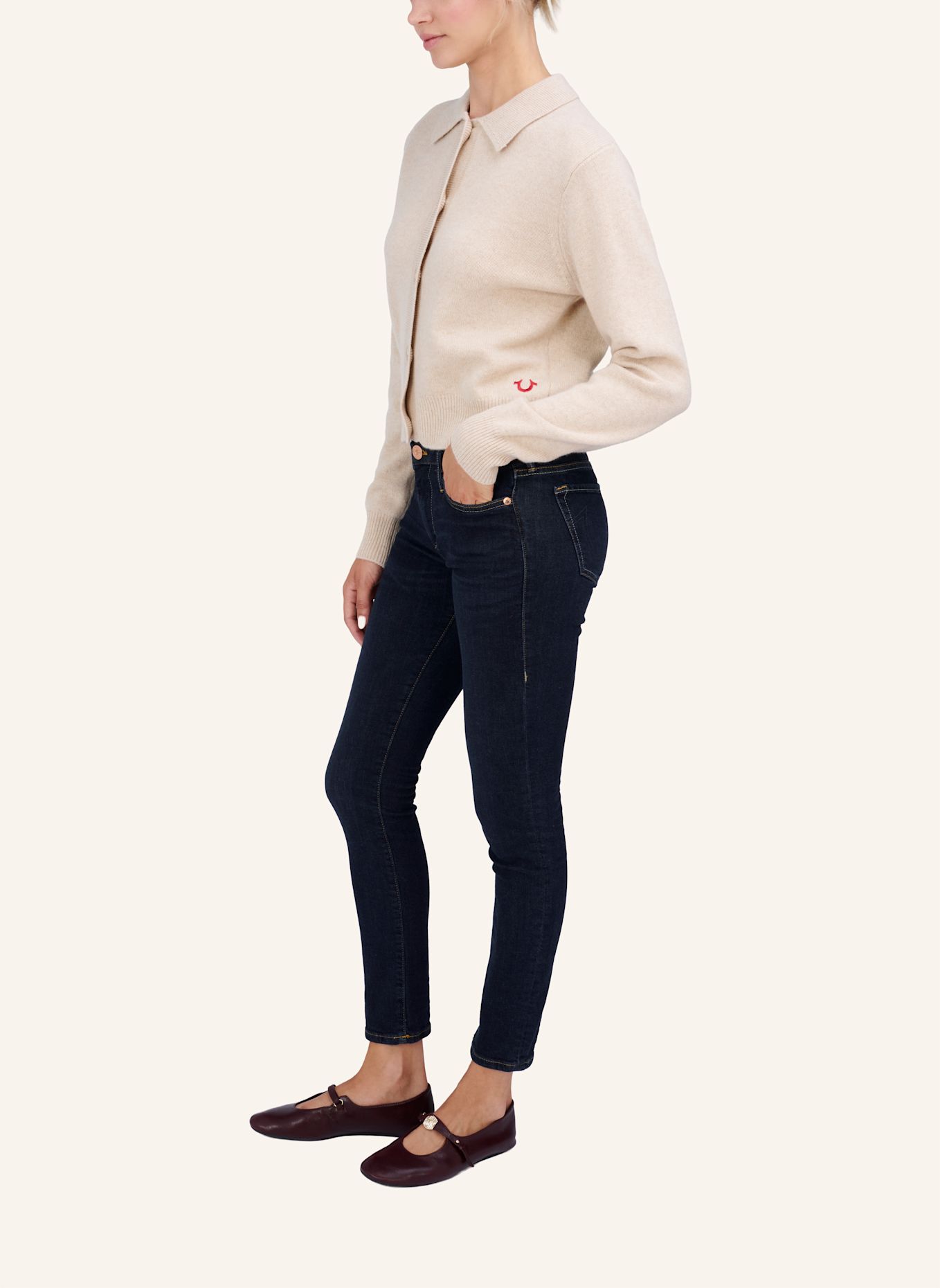 TRUE RELIGION Jeans CORA Straight: BLAUGRAU / DUNKELBLAU