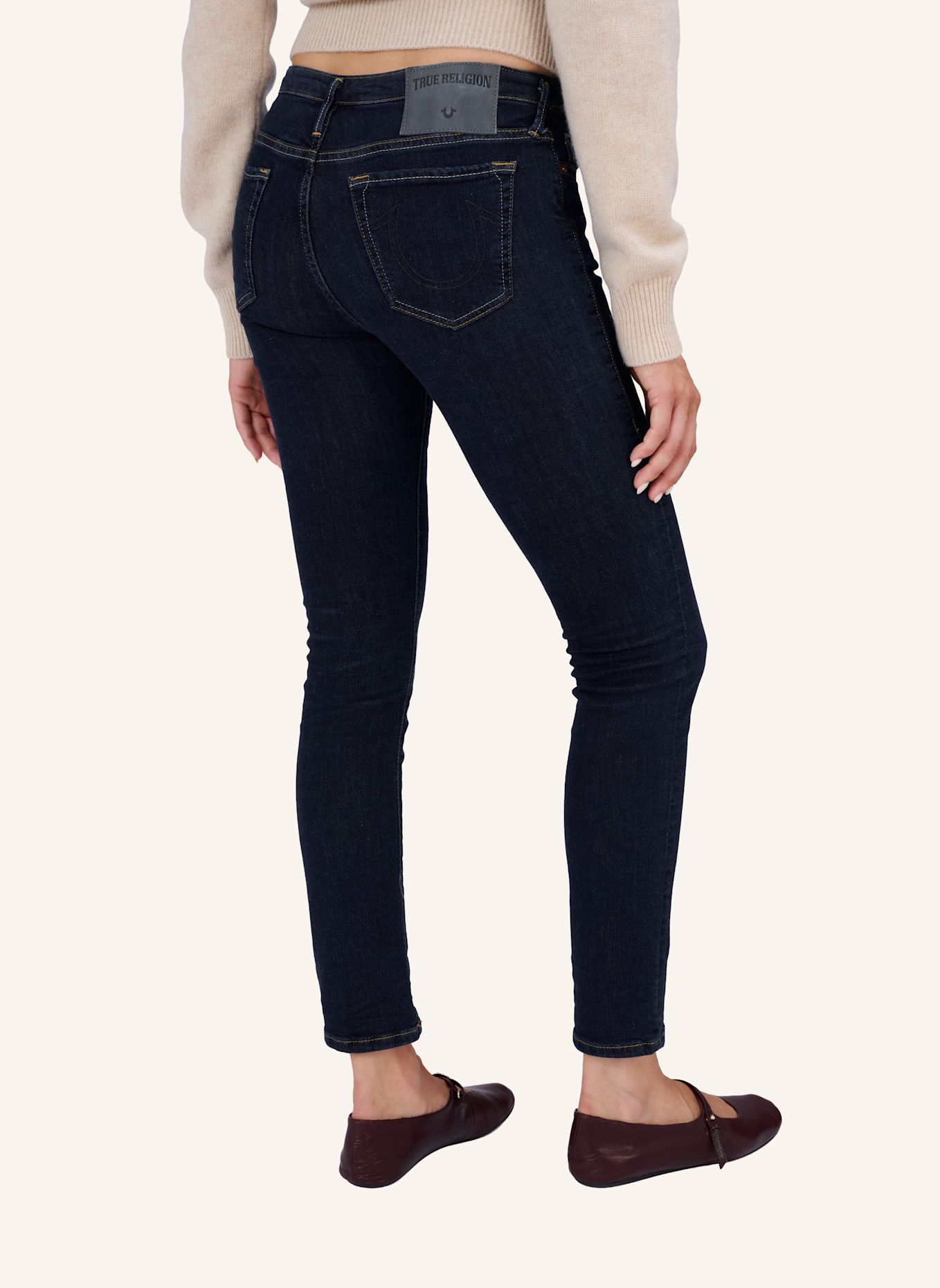 TRUE RELIGION Jeans CORA Straight: BLAUGRAU / DUNKELBLAU