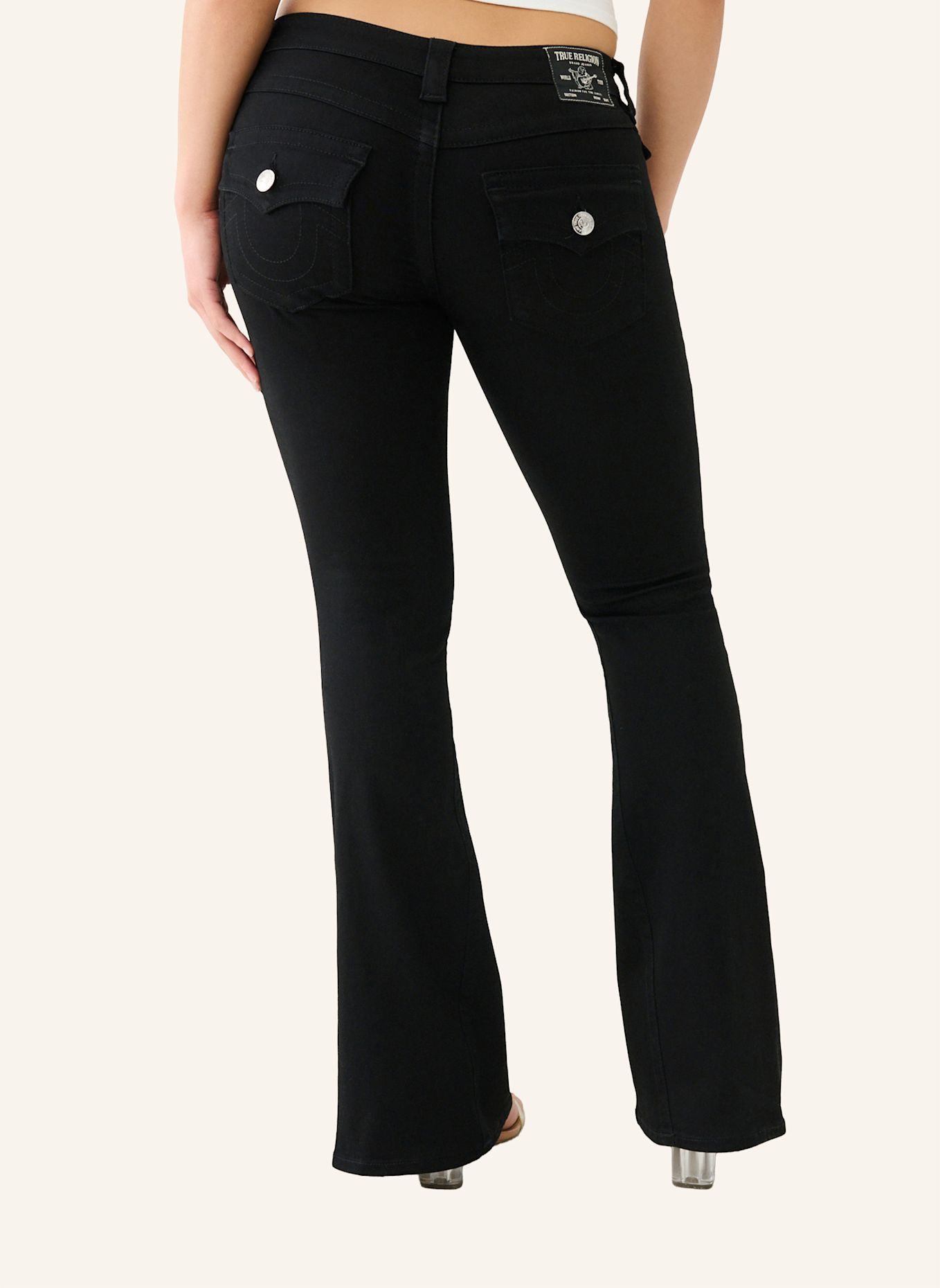 TRUE RELIGION Jeans JOEY Low Rise Flare: SCHWARZ