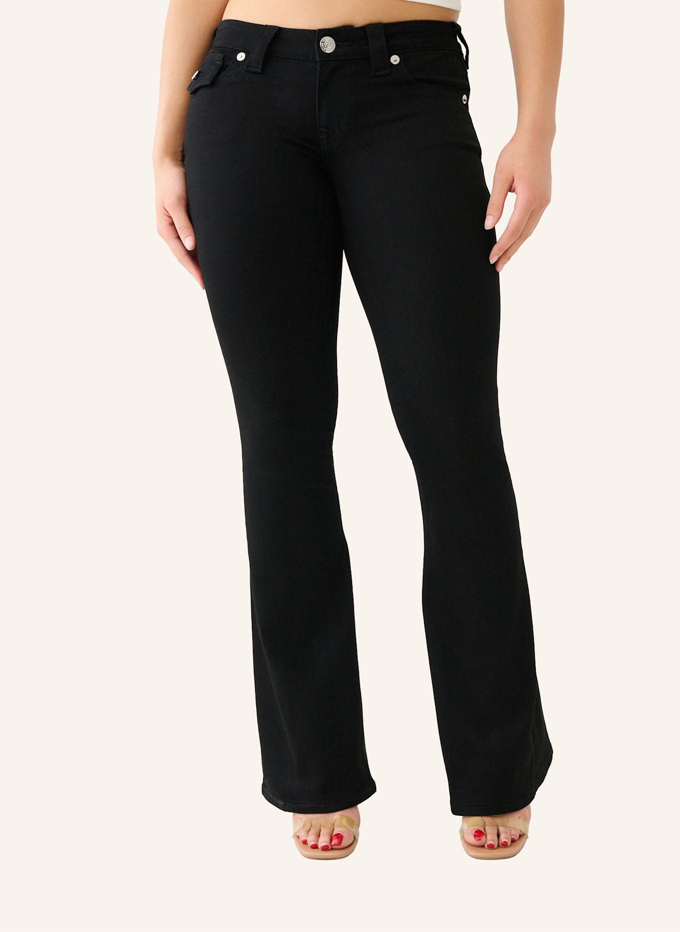 TRUE RELIGION Jeans JOEY Low Rise Flare: SCHWARZ