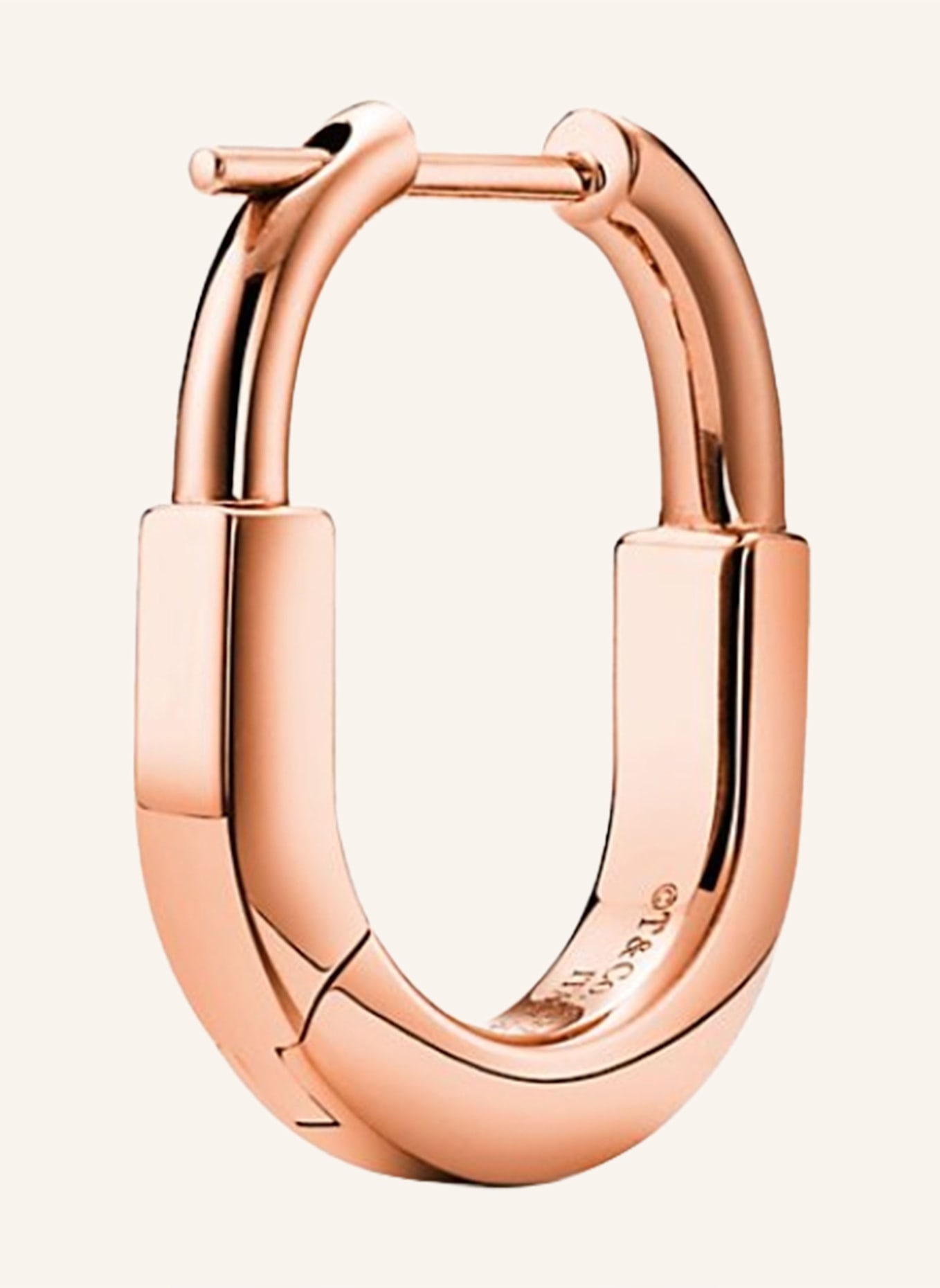 TIFFANY & Co. Kolczyki typu creole TIFFANY LOCK z 18-karatowego różowego złota z diamentami w oprawie pavé: RÓŻOWOZLOTY