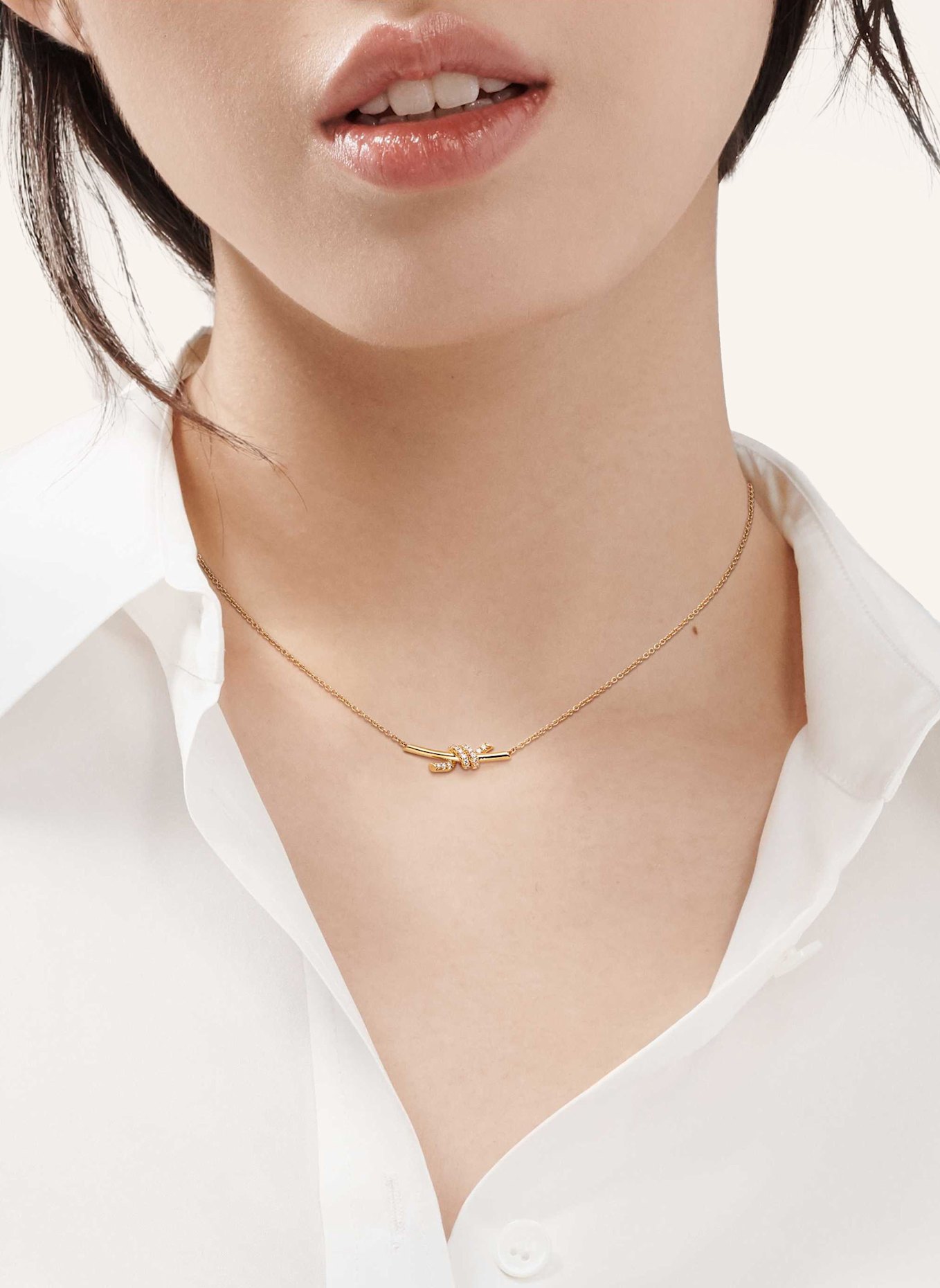 TIFFANY & Co. Halskette TIFFANY KNOT aus 18 Karat Gelbgold mit Diamanten: GOLD