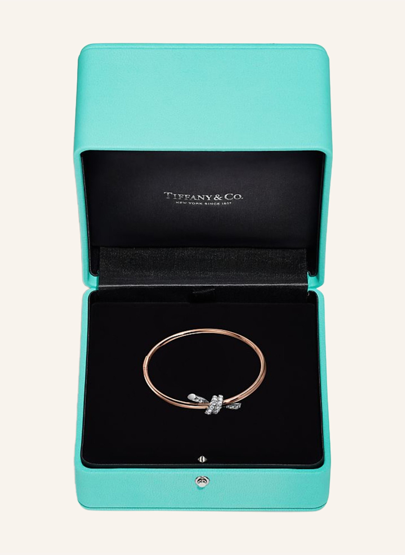 TIFFANY & Co. Bransoletka TIFFANY KNOT z 18-karatowego różowego złota i platyny z brylantami: RÓŻOWOZLOTY/ SREBRNY