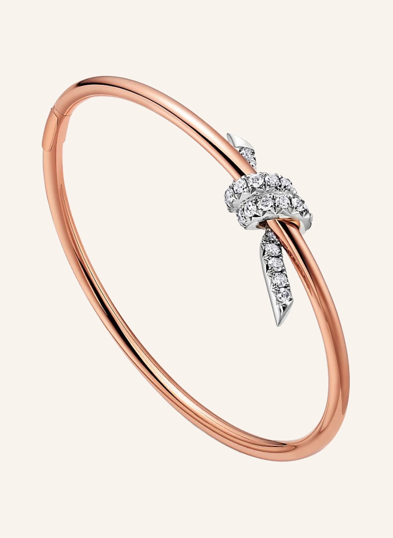 TIFFANY & Co. Bransoletka TIFFANY KNOT z 18-karatowego różowego złota i platyny z brylantami: RÓŻOWOZLOTY/ SREBRNY
