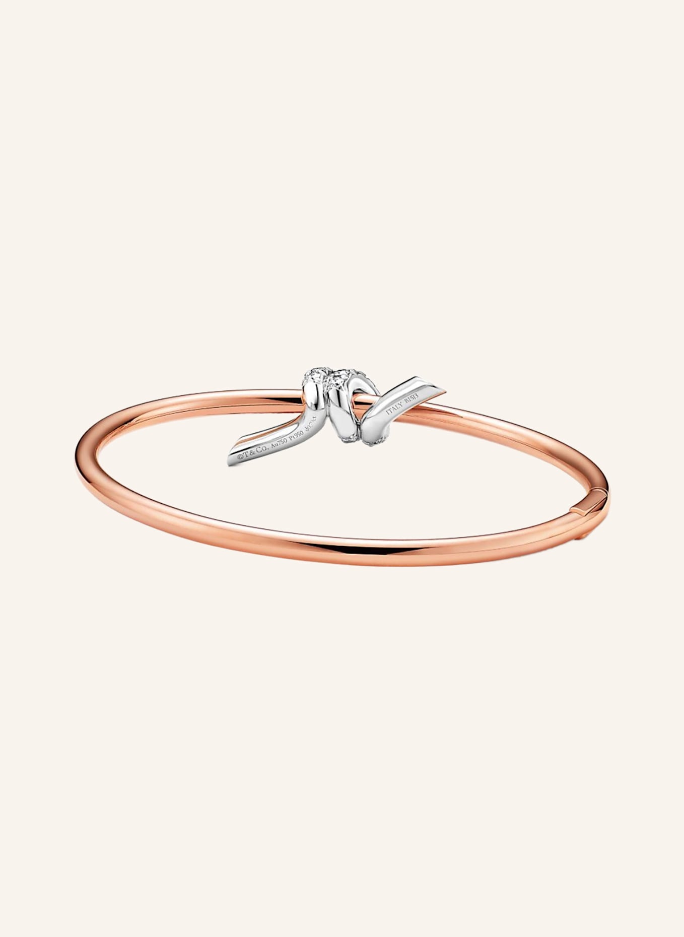 TIFFANY & Co. Bransoletka TIFFANY KNOT z 18-karatowego różowego złota i platyny z brylantami: RÓŻOWOZLOTY/ SREBRNY
