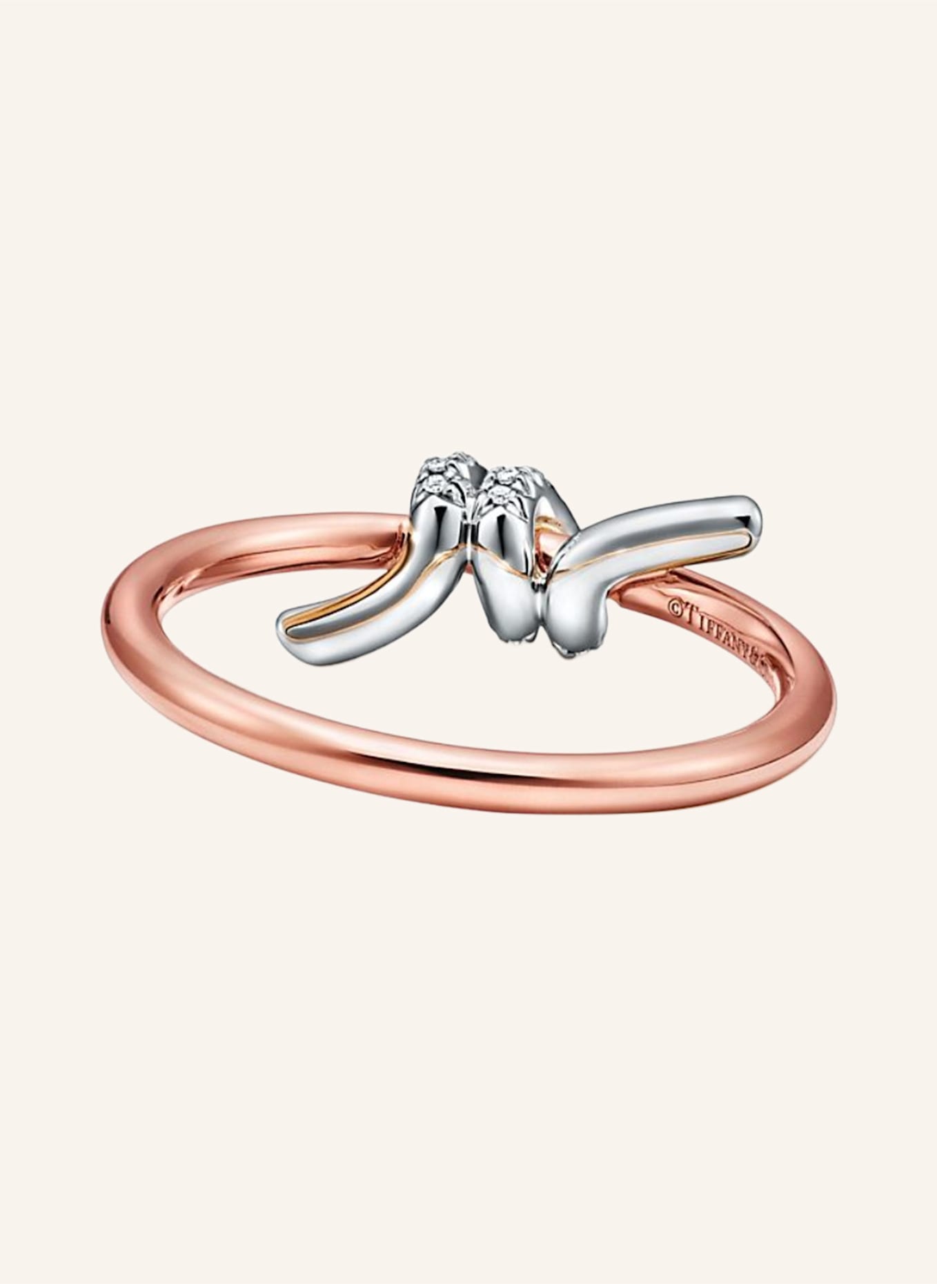 TIFFANY & Co. Ring TIFFANY KNOT aus 18 Karat Roségold und Platin mit Diamanten: ROSÉGOLD/ SILBER