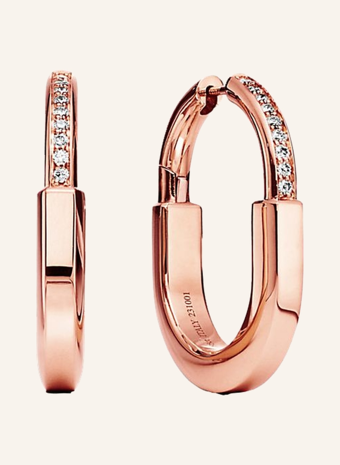 TIFFANY & Co. Kolczyki TIFFANY LOCK z 18-karatowego różowego złota z diamentami z okrągłym szlifem brylantowym, Kolor: RÓŻOWOZLOTY (Obrazek 1)