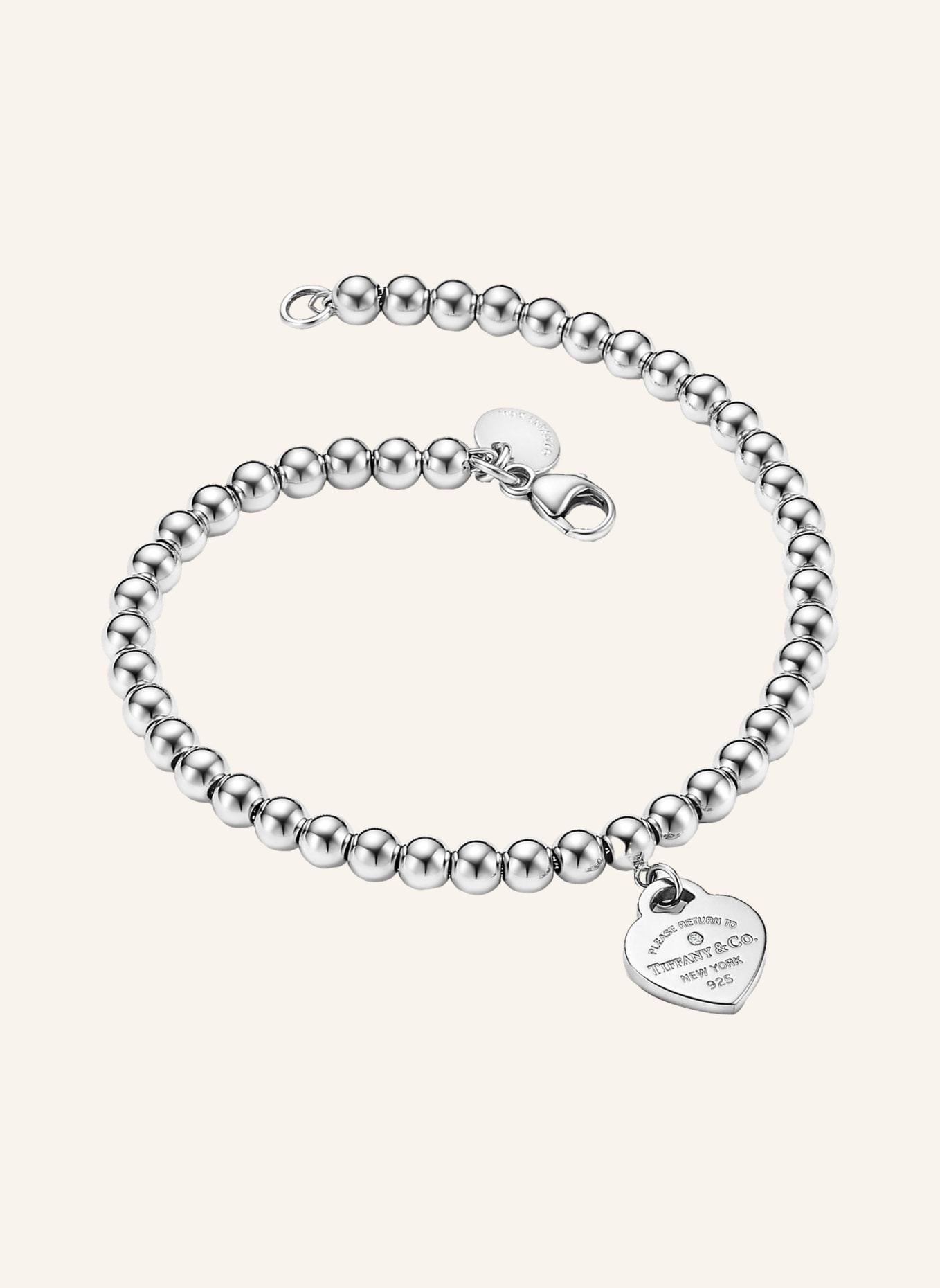 TIFFANY & Co. Bransoletka z kuleczek z zawieszką w kształcie serca RETURN TO TIFFANY™ ze srebra sterling z brylantem, Kolor: SREBRNY (Obrazek 4)
