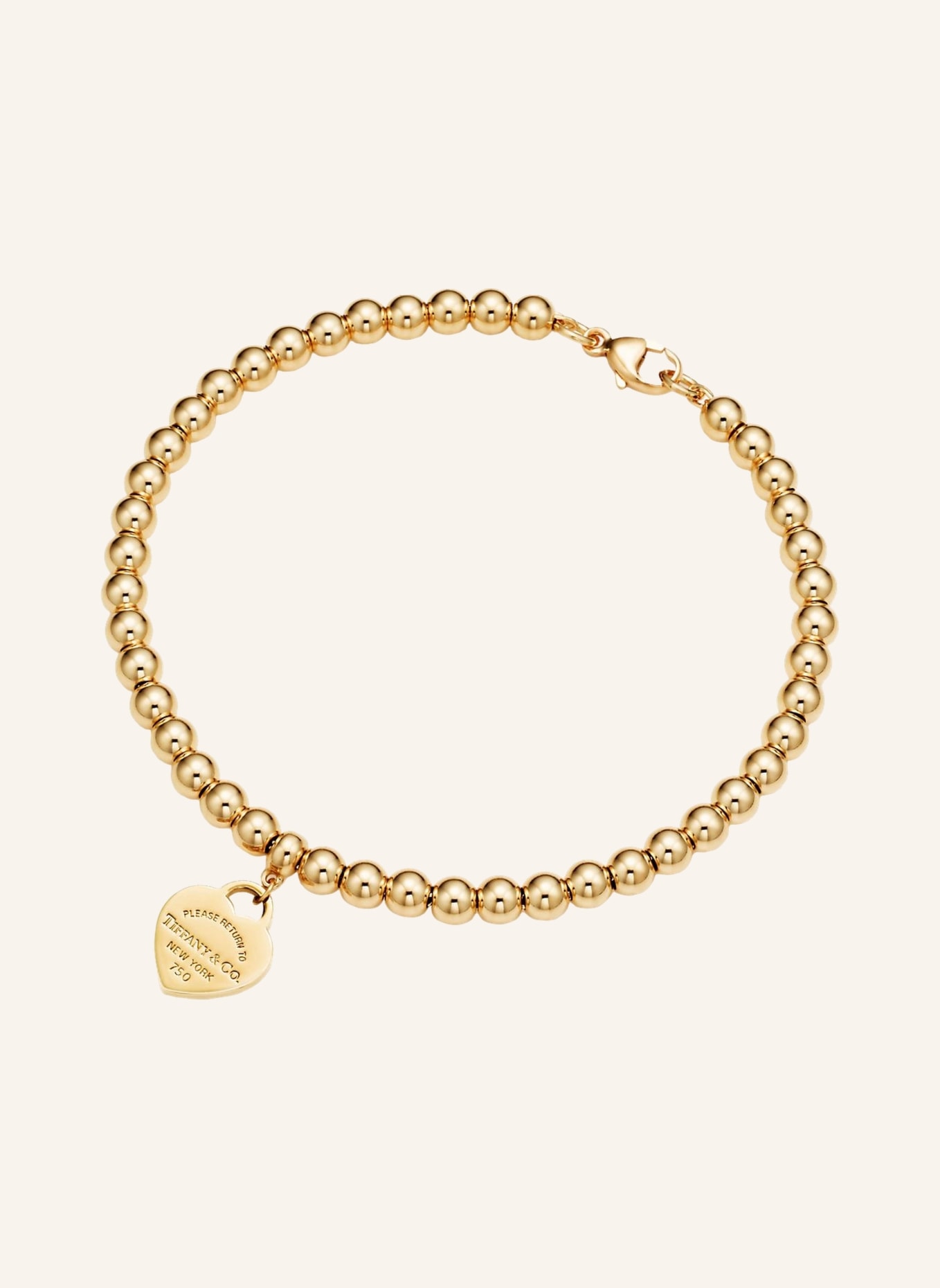 TIFFANY & Co. Bransoletka z kuleczek z zawieszką w kształcie serca RETURN TO TIFFANY™ z 18-karatowego złota, Kolor: ZŁOTY (Obrazek 1)