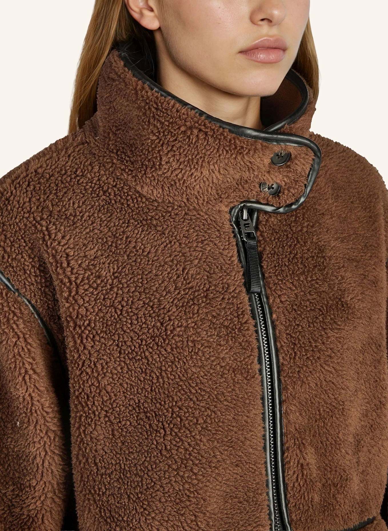 Fabletics Outdoor-Jacke TEDDY MID-LENGTH: BRAUN/ SCHWARZ