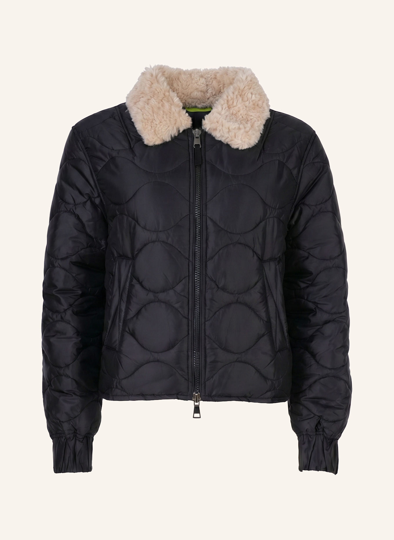 No.1 Como Steppjacke MASSA MIT ABNEHMBAREM KUNSTFELL: SCHWARZ