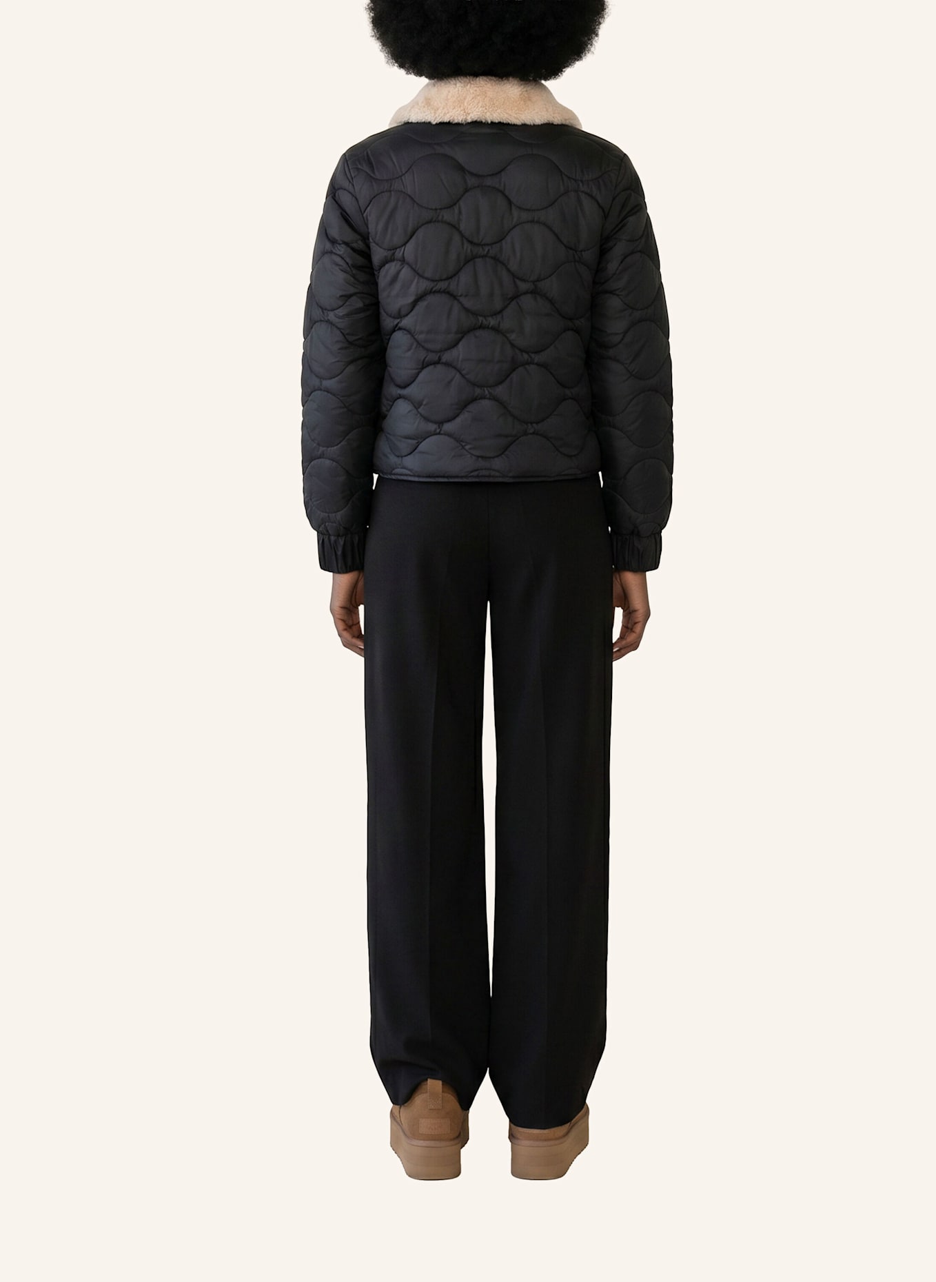 No.1 Como Steppjacke MASSA MIT ABNEHMBAREM KUNSTFELL: SCHWARZ