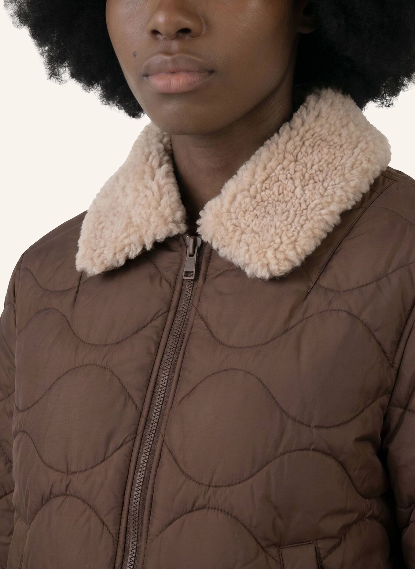 No.1 Como Steppjacke MASSA MIT ABNEHMBAREM KUNSTFELL: BRAUN