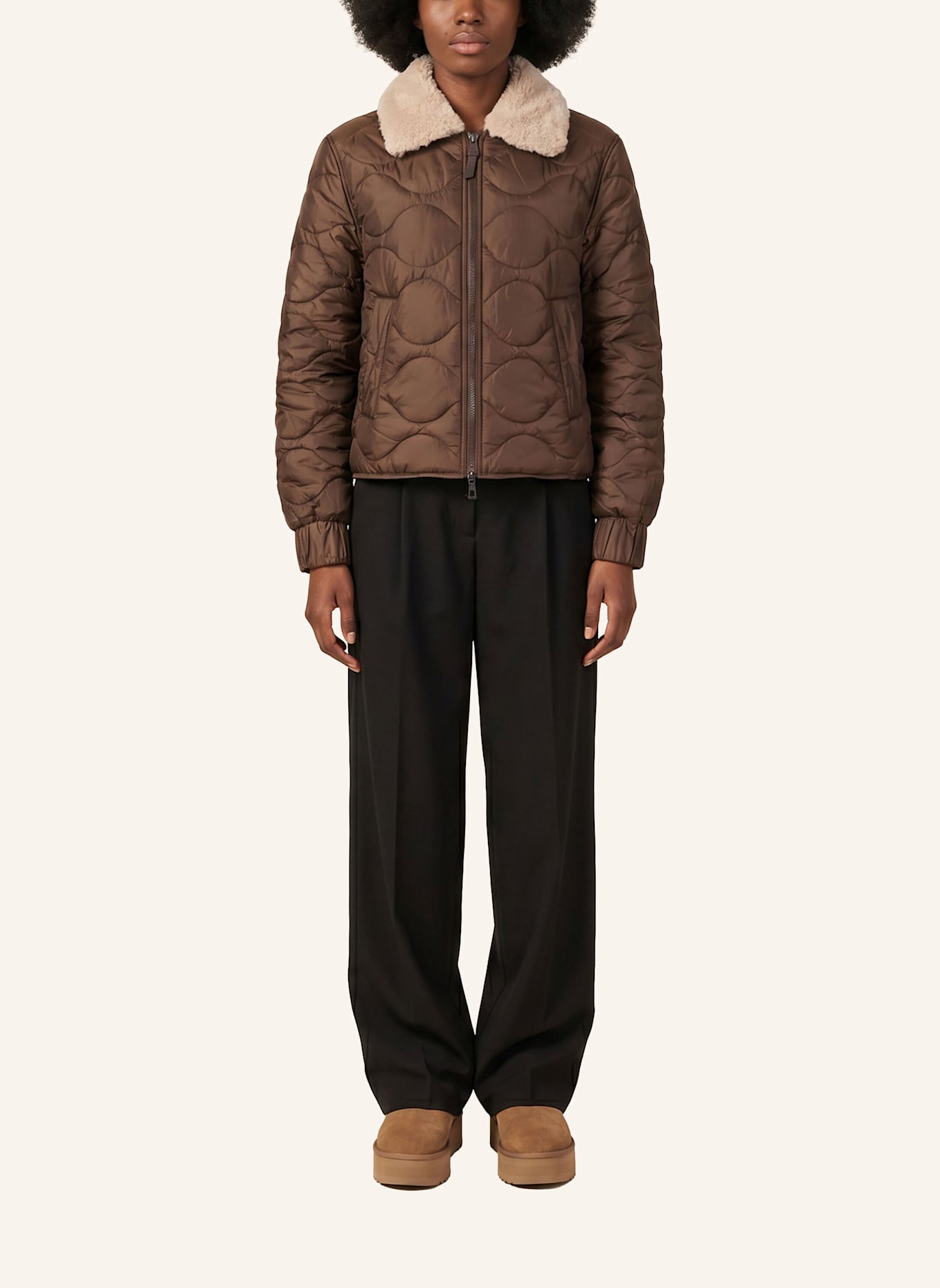 No.1 Como Steppjacke MASSA MIT ABNEHMBAREM KUNSTFELL: BRAUN