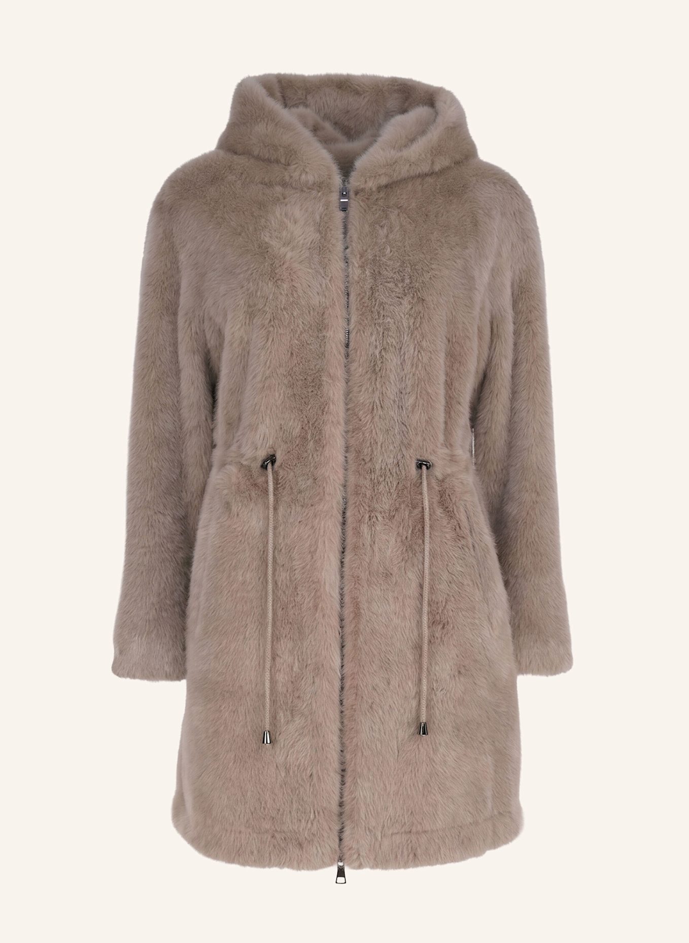 BLONDE No.8 Kunstfell-Mantel LAURA: TAUPE
