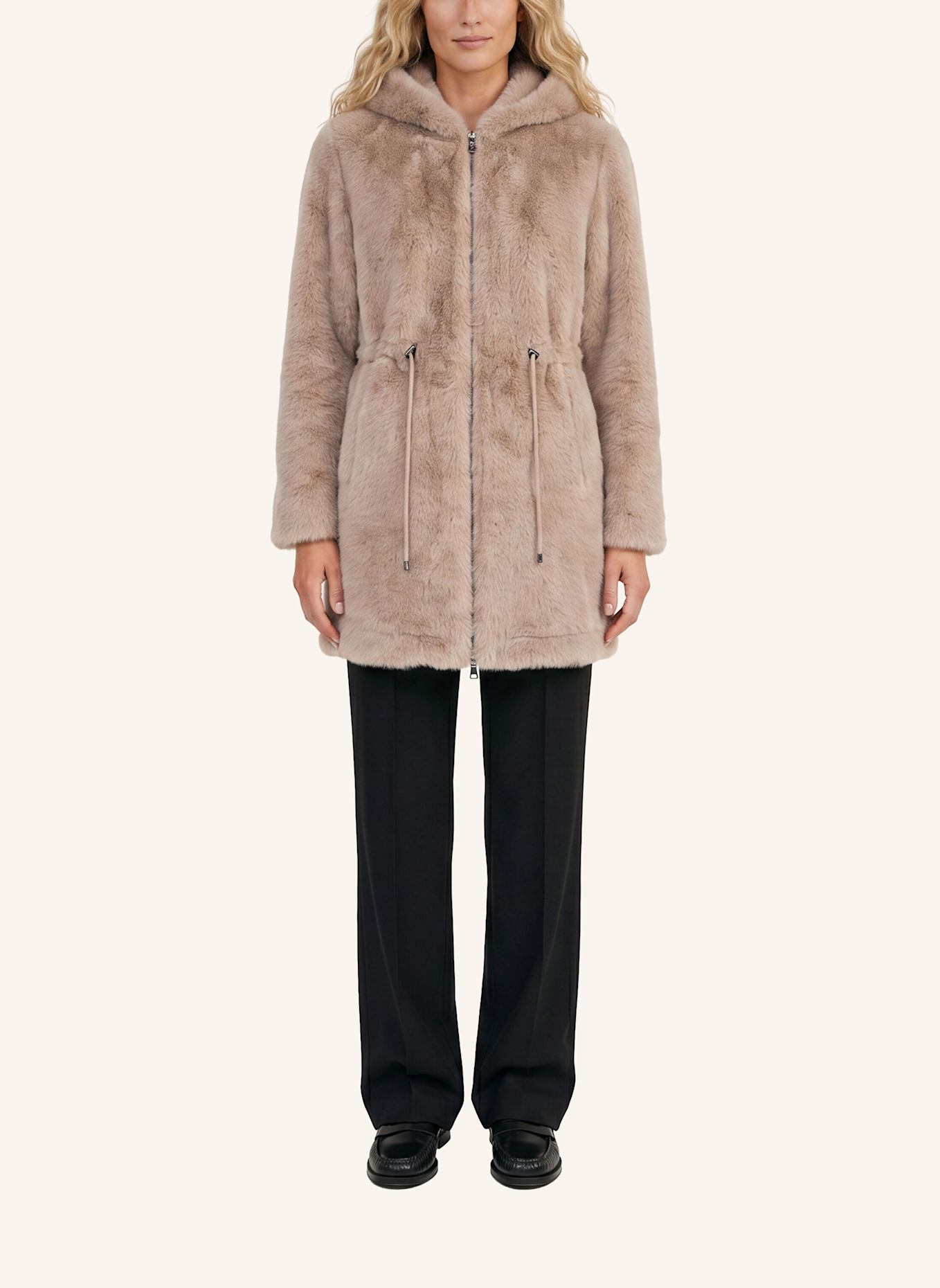 BLONDE No.8 Kunstfell-Mantel LAURA: TAUPE