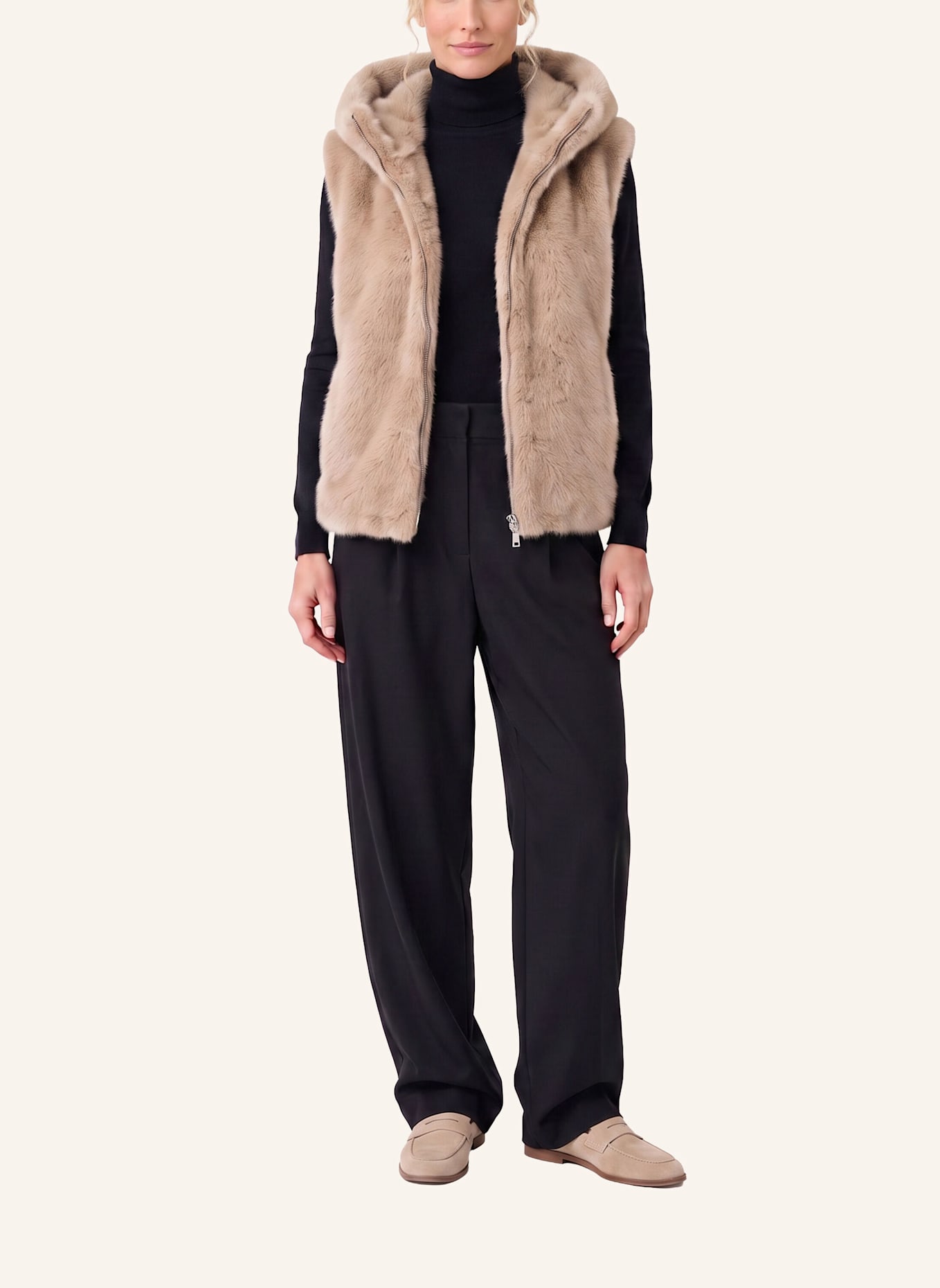 BLONDE No.8 Kunstfell-Weste ASHLEY: TAUPE