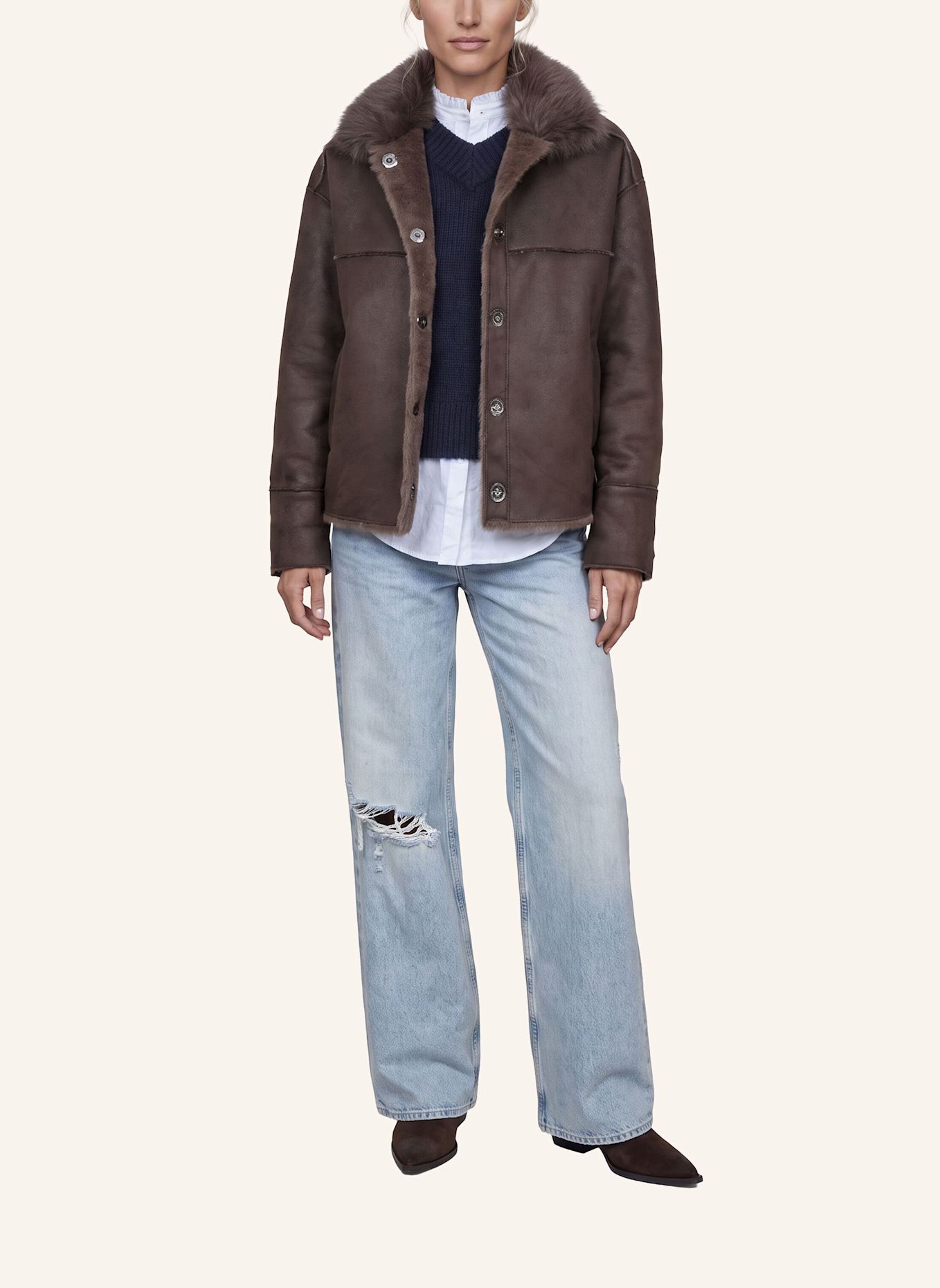 BLONDE No.8 Kunstfell-Jacke TARA: BRAUN