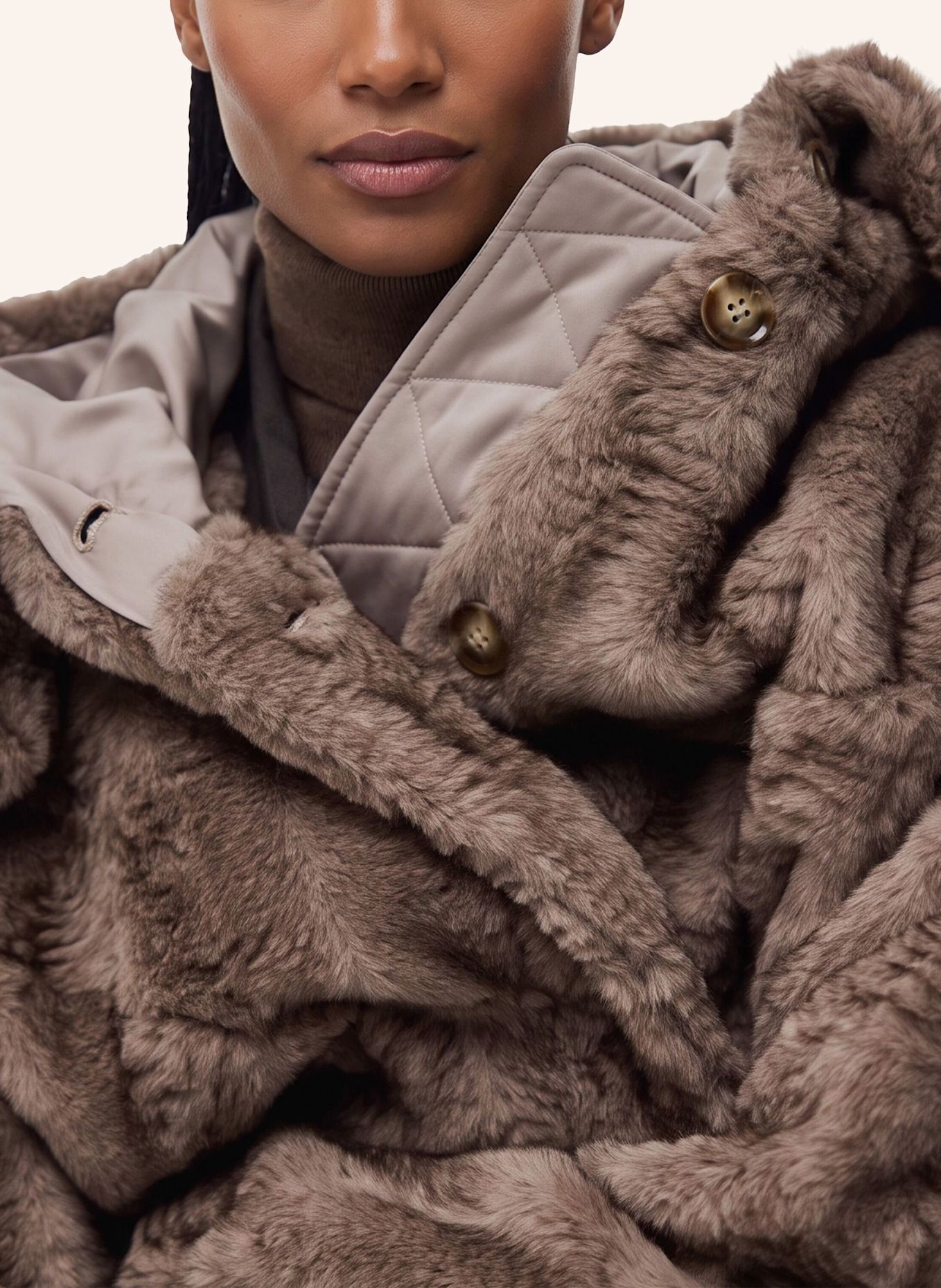 BLONDE No.8 Kunstfell-Jacke ANJY: BEIGE