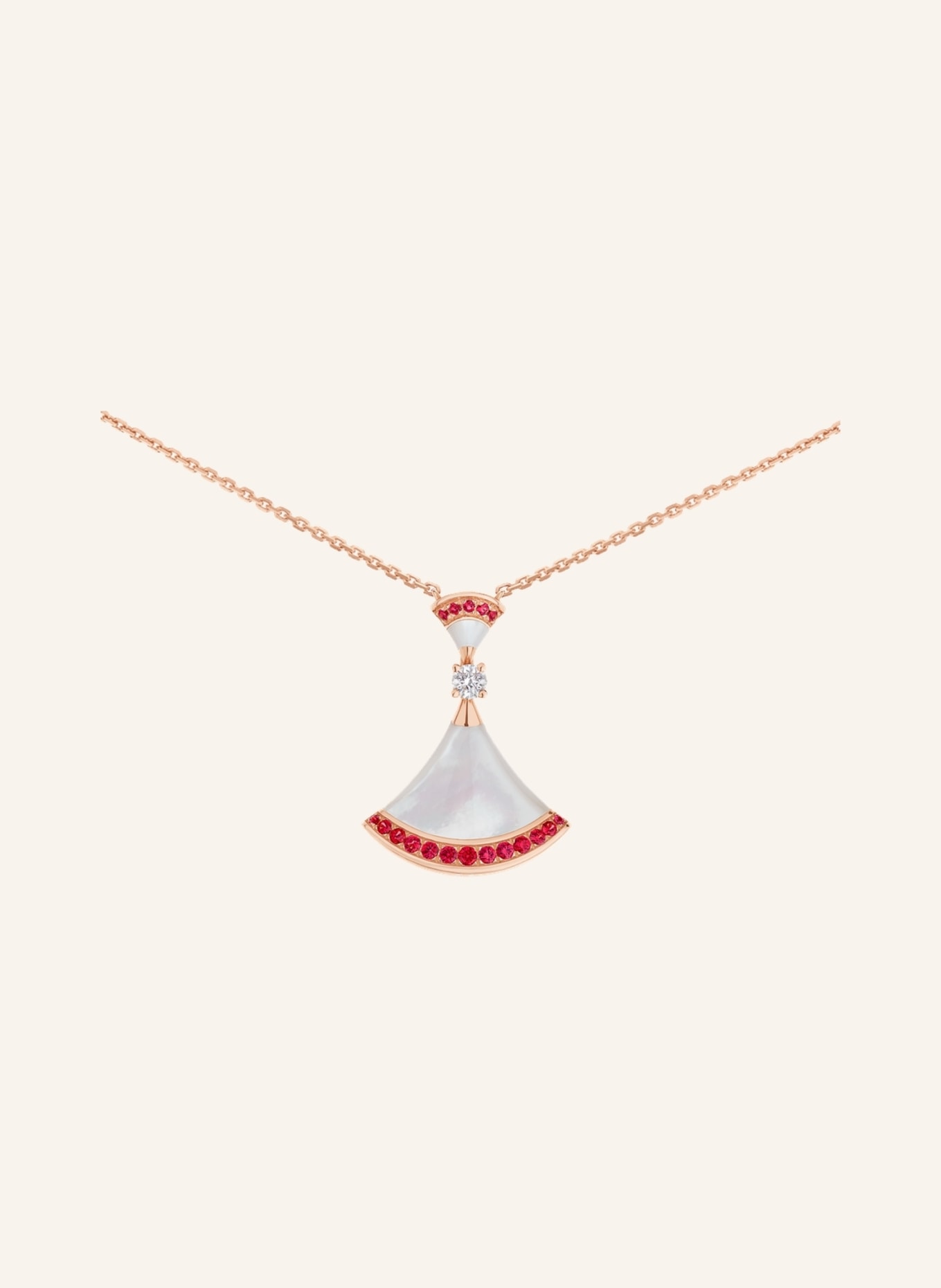 BVLGARI Halskette DIVAS’DREAM aus 18 Karat Roségold mit Perlmutt-Elementen, einem Diamanten und Rubin-Pavé, Farbe: ROSÉGOLD (Bild 3)