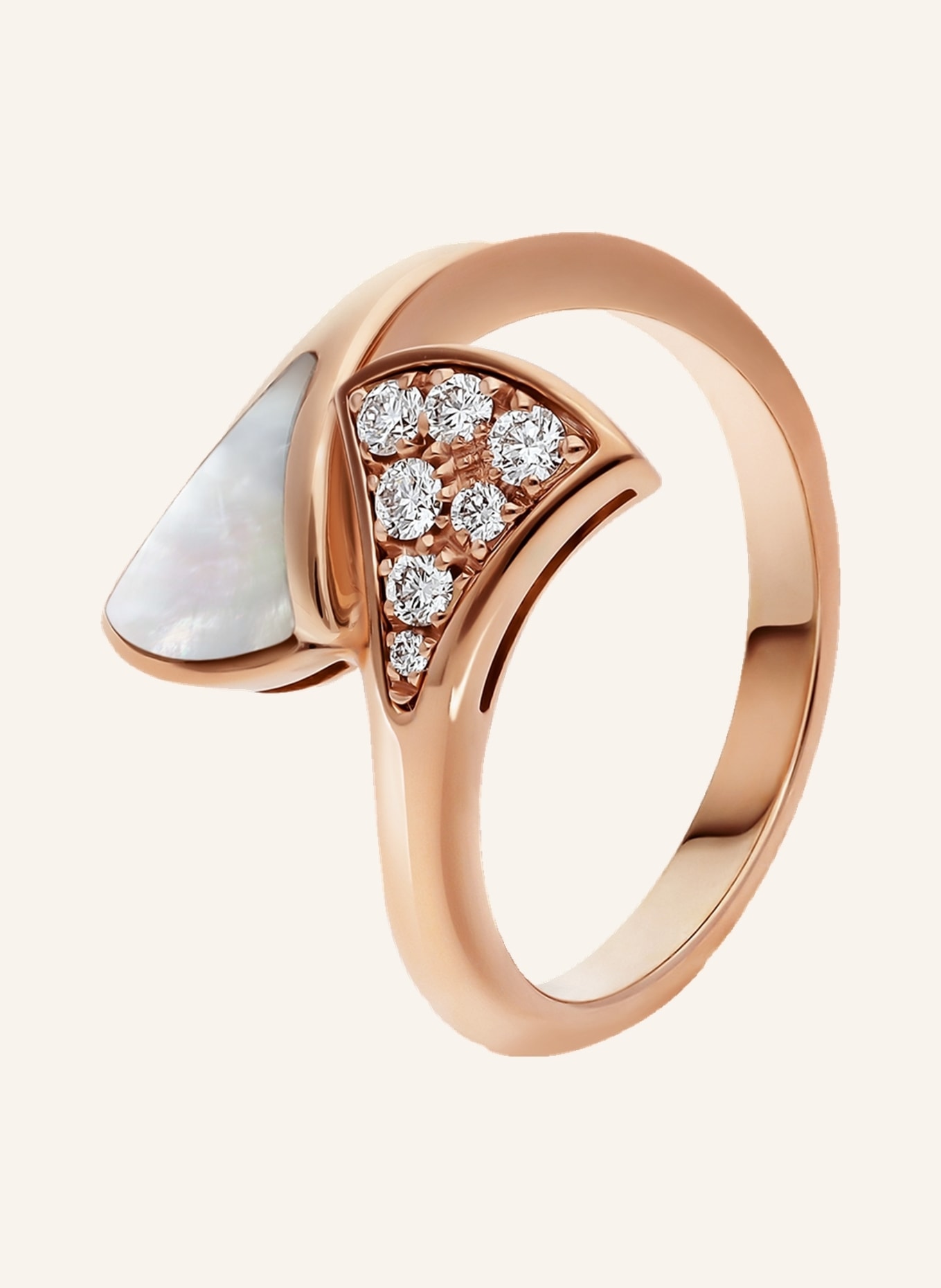 BVLGARI Ring DIVAS’DREAM aus 18 Karat Roségold, Diamanten und Perlmutt, Farbe: ROSÉGOLD/ WEISS (Bild 1)