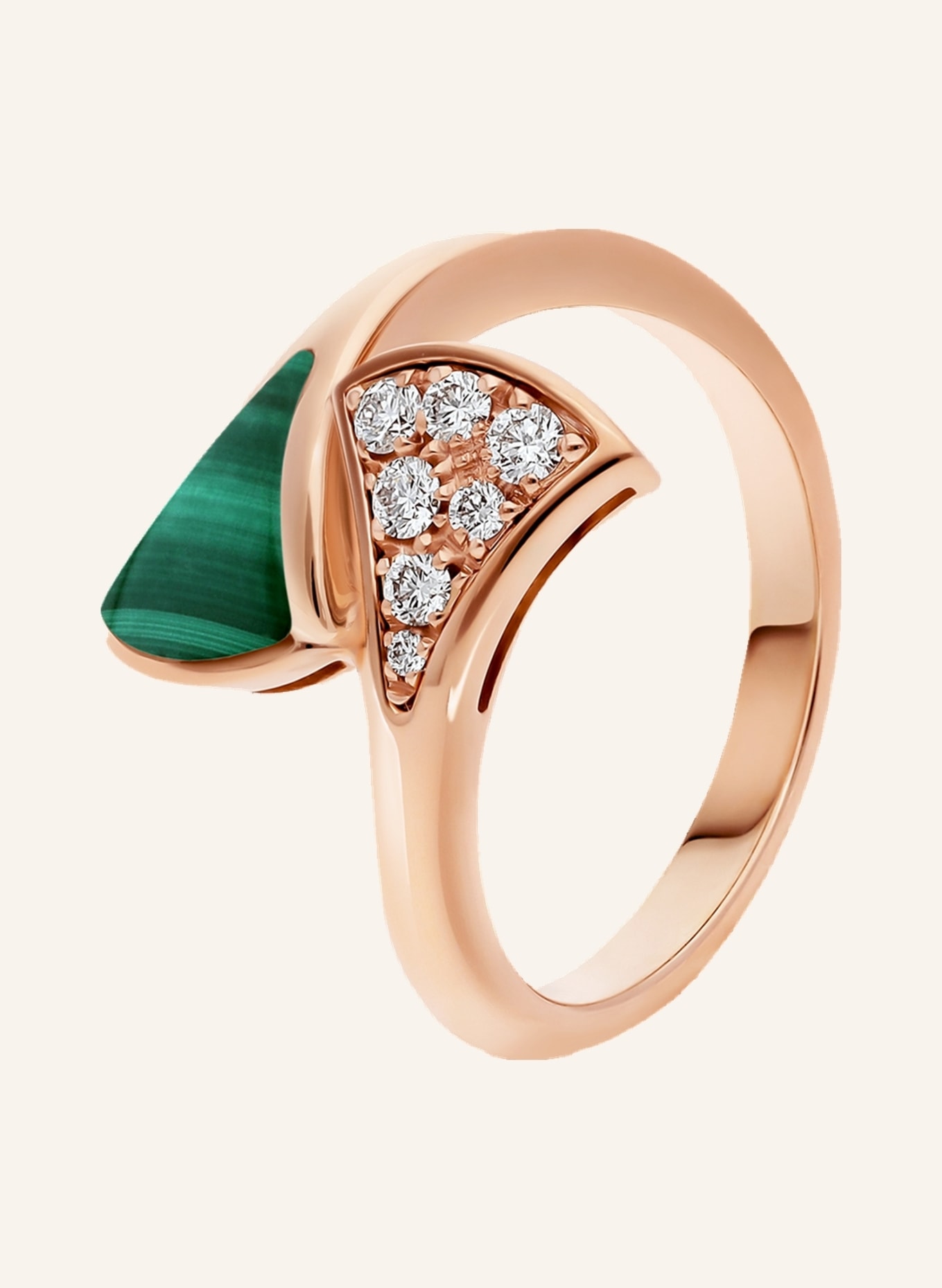BVLGARI Ring DIVAS’DREAM aus 18 Karat Roségold, Diamanten und Malachit, Farbe: ROSÉGOLD/ GRÜN (Bild 1)