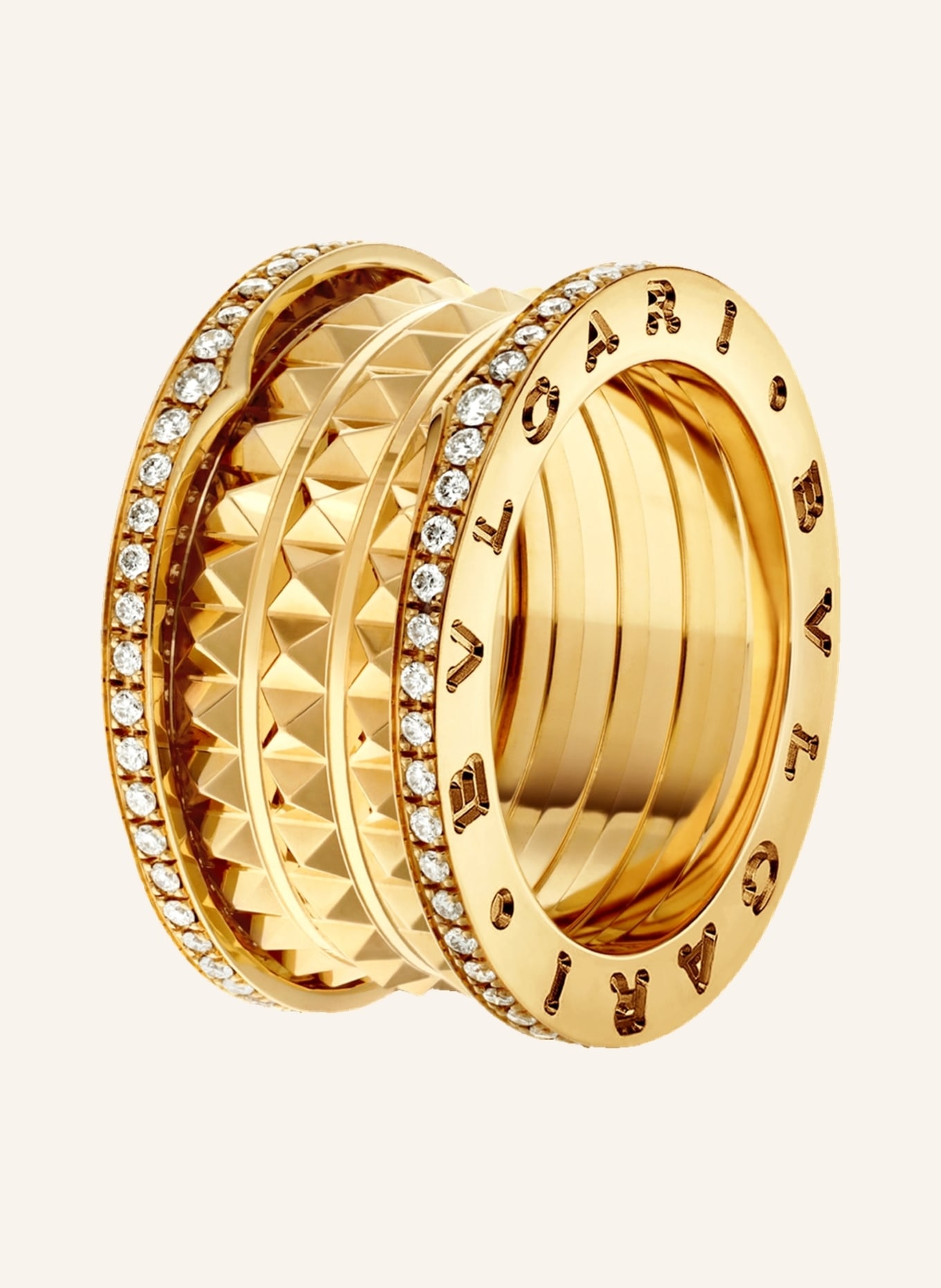 BVLGARI Ring B.ZERO1 ROCK aus 18 Karat Weißgold mit Diamant-Pavé, Farbe: GOLD (Bild 1)
