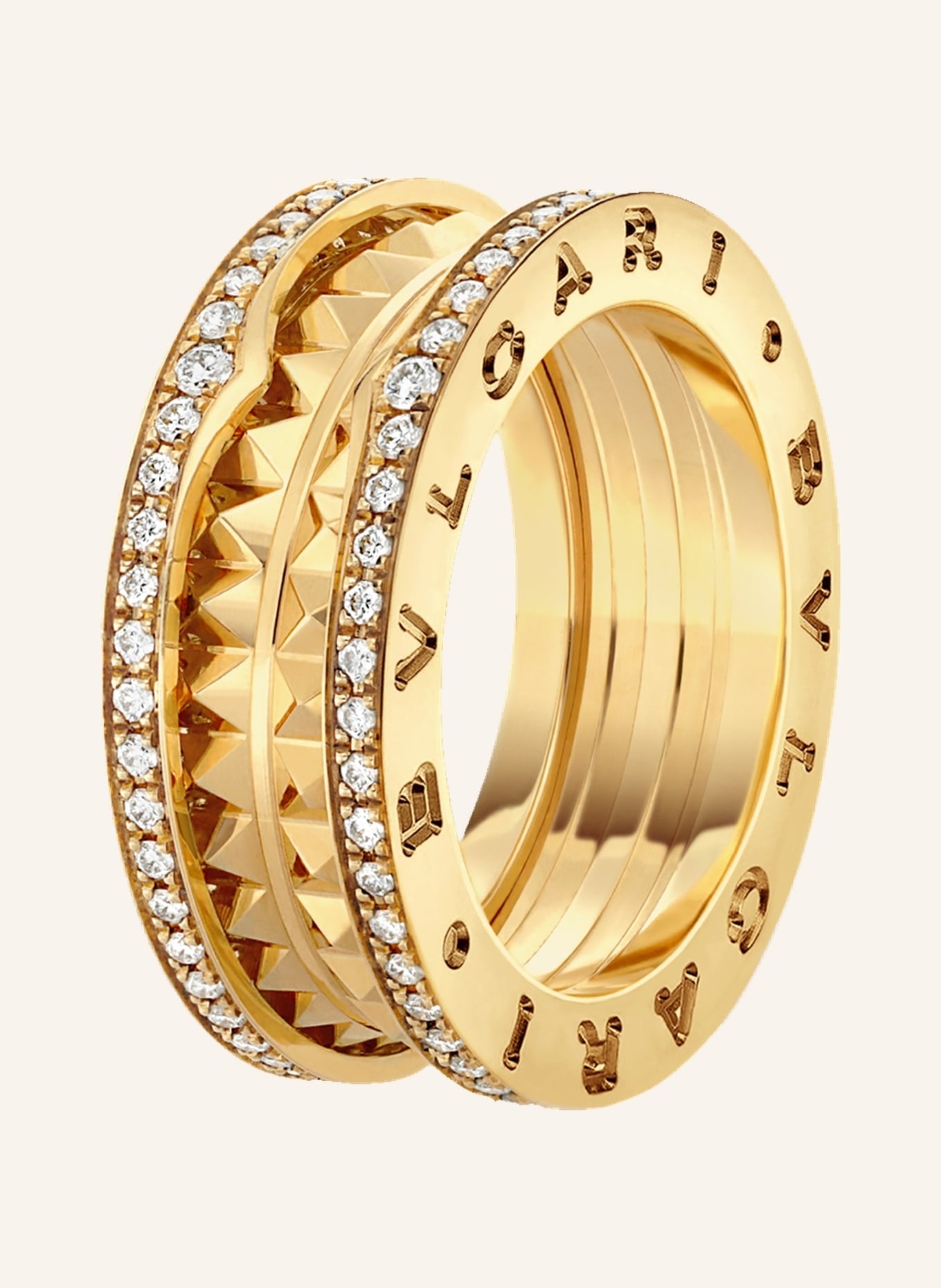 BVLGARI Ring B.ZERO1 ROCK aus 18 Karat Gelbgold mit Diamanten-Pavé, Farbe: GOLD (Bild 1)