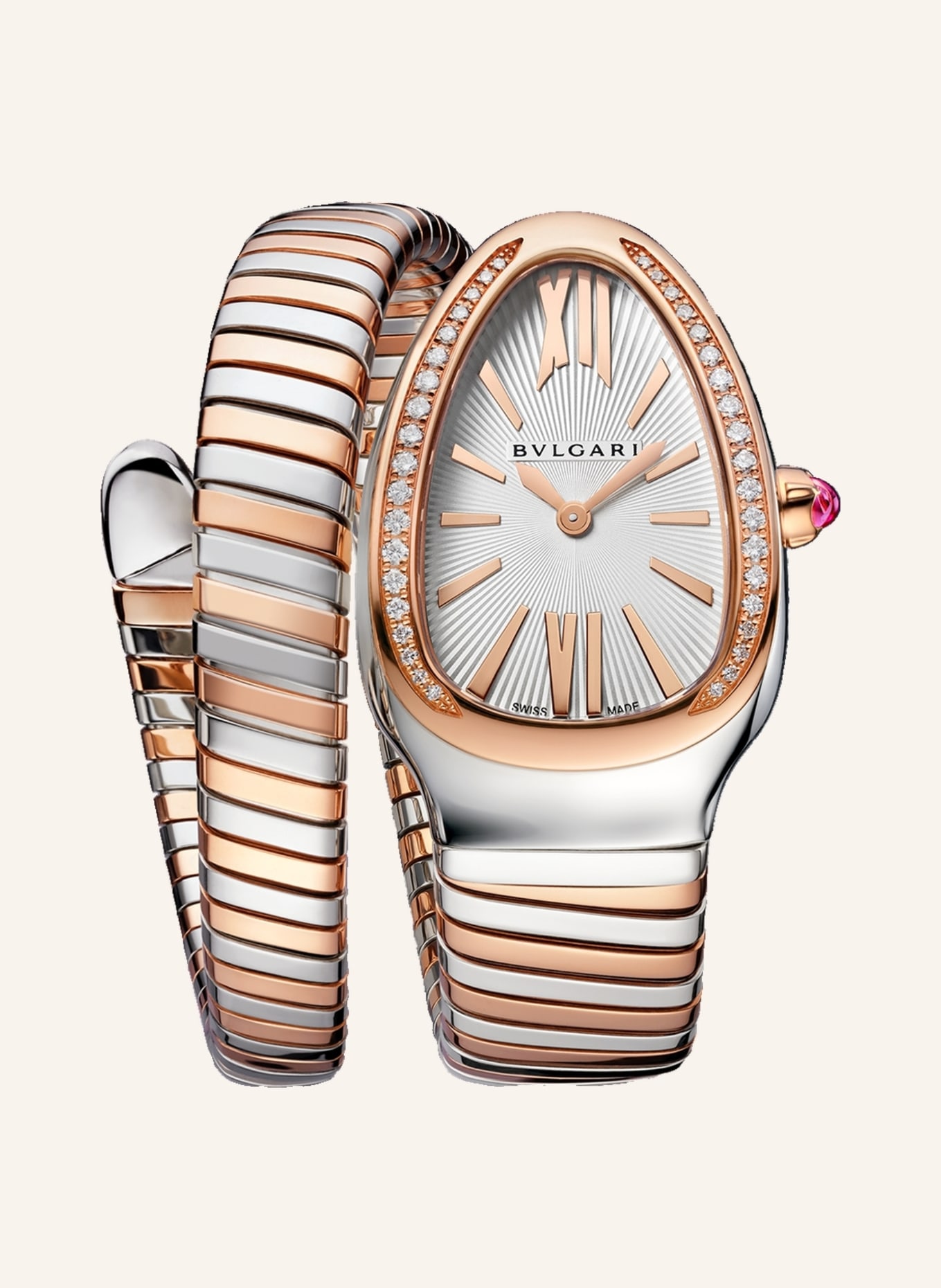 BVLGARI Uhren SERPENTI UHR aus 18 Karat Roségold, Diamanten und Edelstahl, Farbe: WEISS (Bild 1)