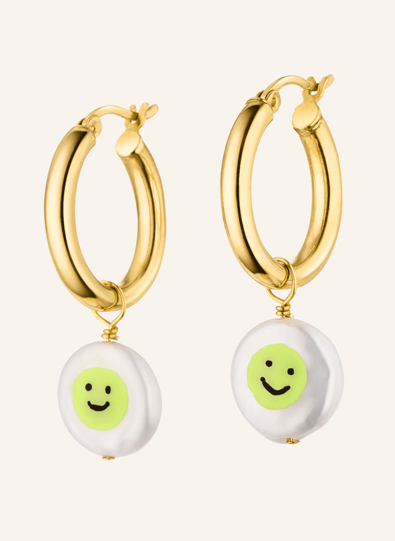 NINA KASTENS Ohrringe SMILEY HOOPS (LIME WITH BLACK) by GLAMBOU, Farbe: GOLD (Bild 2)