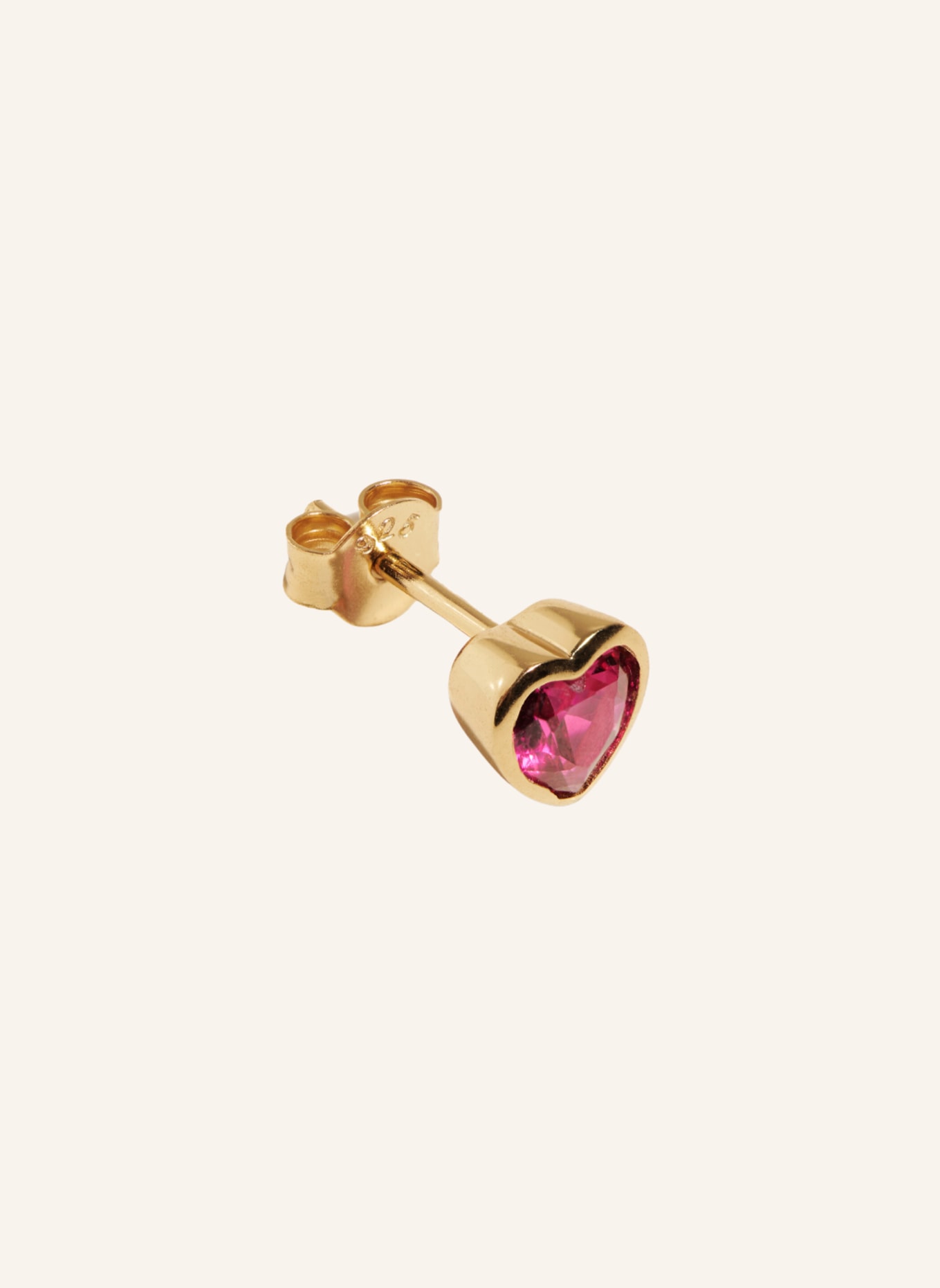 OHH LUILU Single Ohrring LOVE STUD RUBY PINK by GLAMBOU, Farbe: GOLD (Bild 1)