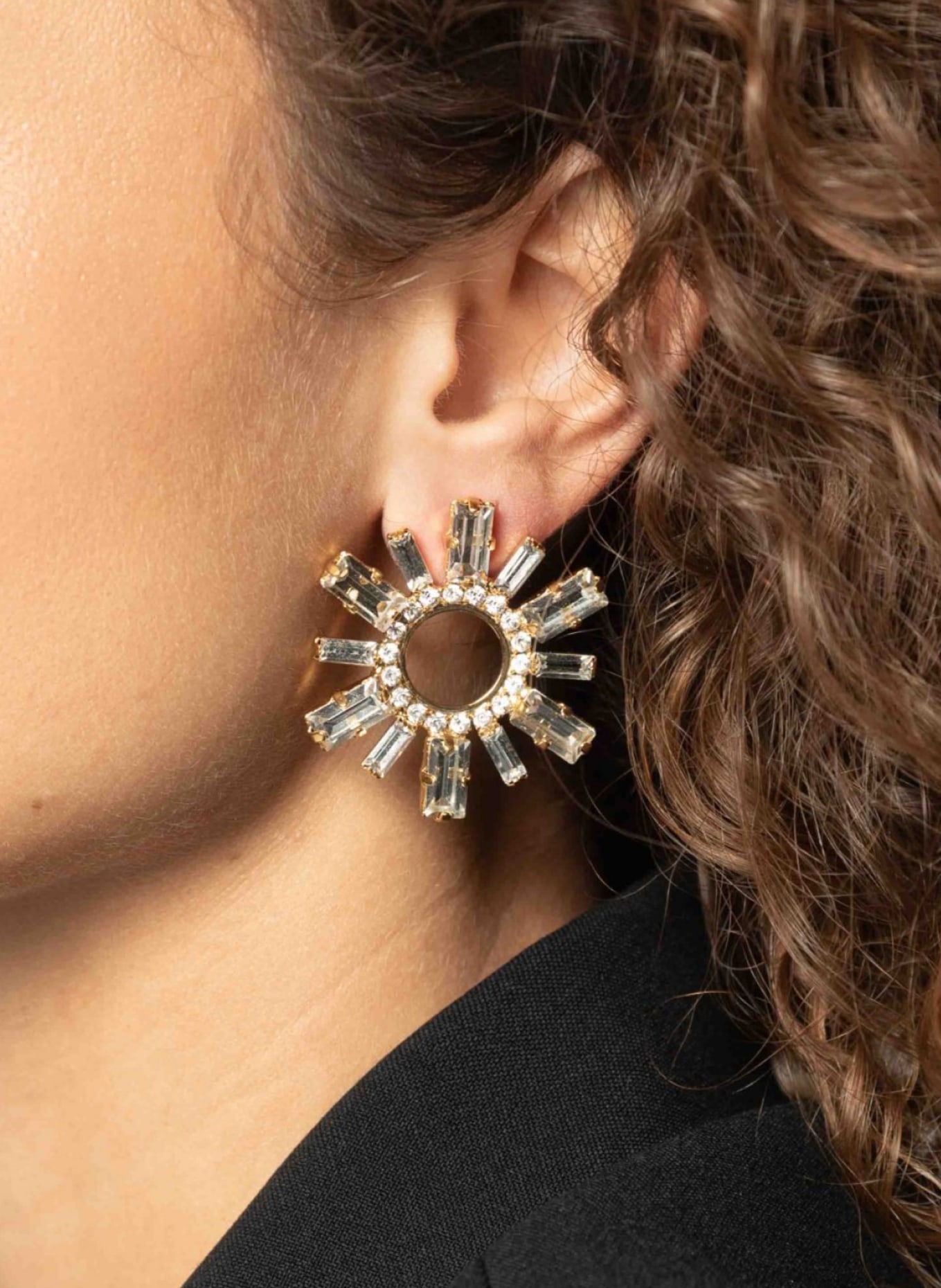 LOTT.gioielli Ohrringe MAURA SMALL BAGUETTE CRYSTAL EARRINGS by GLAMBOU, Farbe: GOLD (Bild 2)