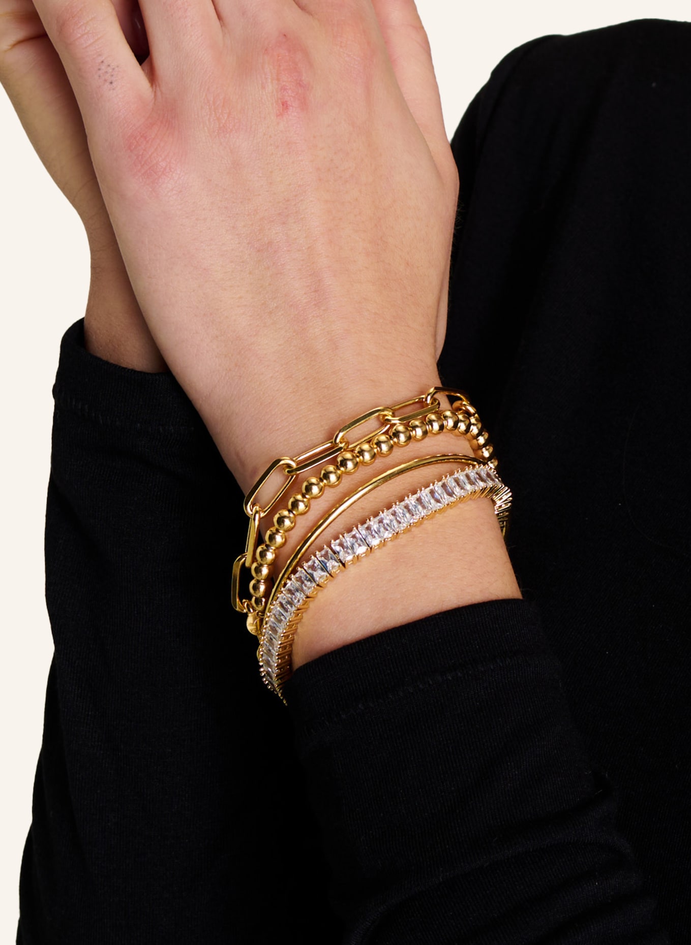 CRYSTAL HAZE Armband BAGUETTE by GLAMBOU, Farbe: GOLD (Bild 2)