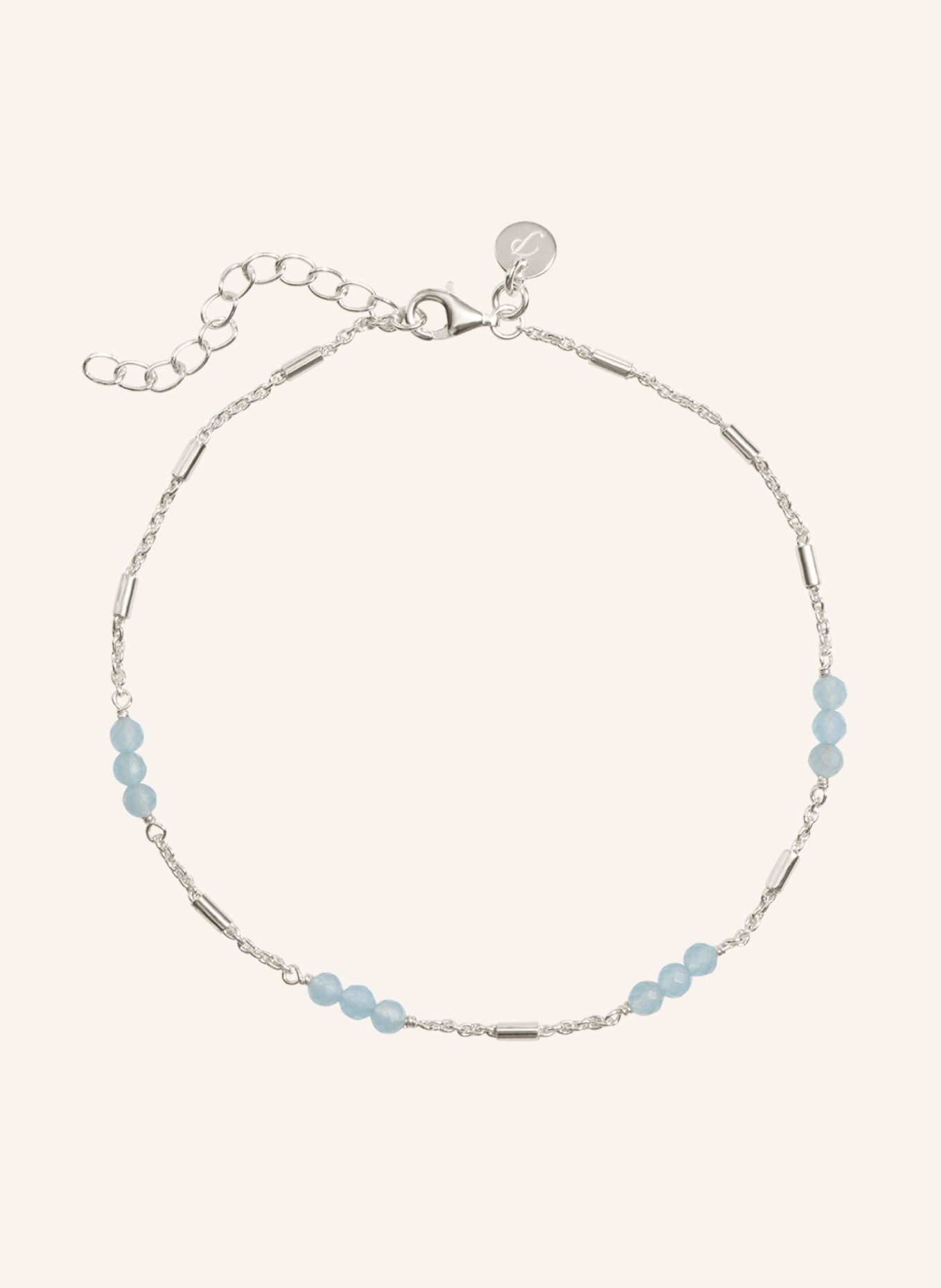 Pompidou Fußkette LINA CHALCEDONY BLUE by GLAMBOU, Farbe: SILBER (Bild 1)