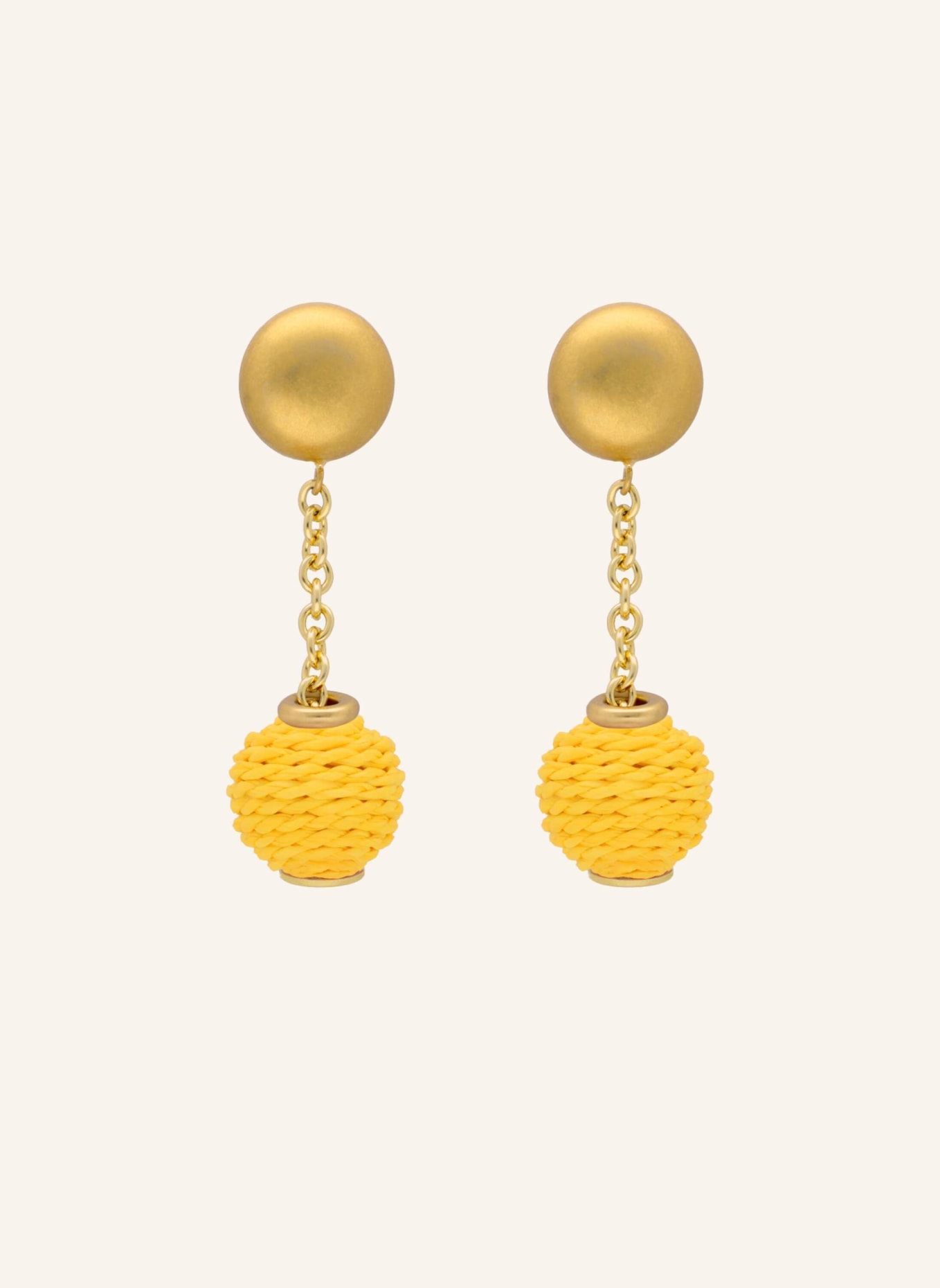 VANESSA BARONI Ohrringe HANGING RAFFIA DOT EARRING YELLOW by GLAMBOU, Farbe: GELB (Bild 1)