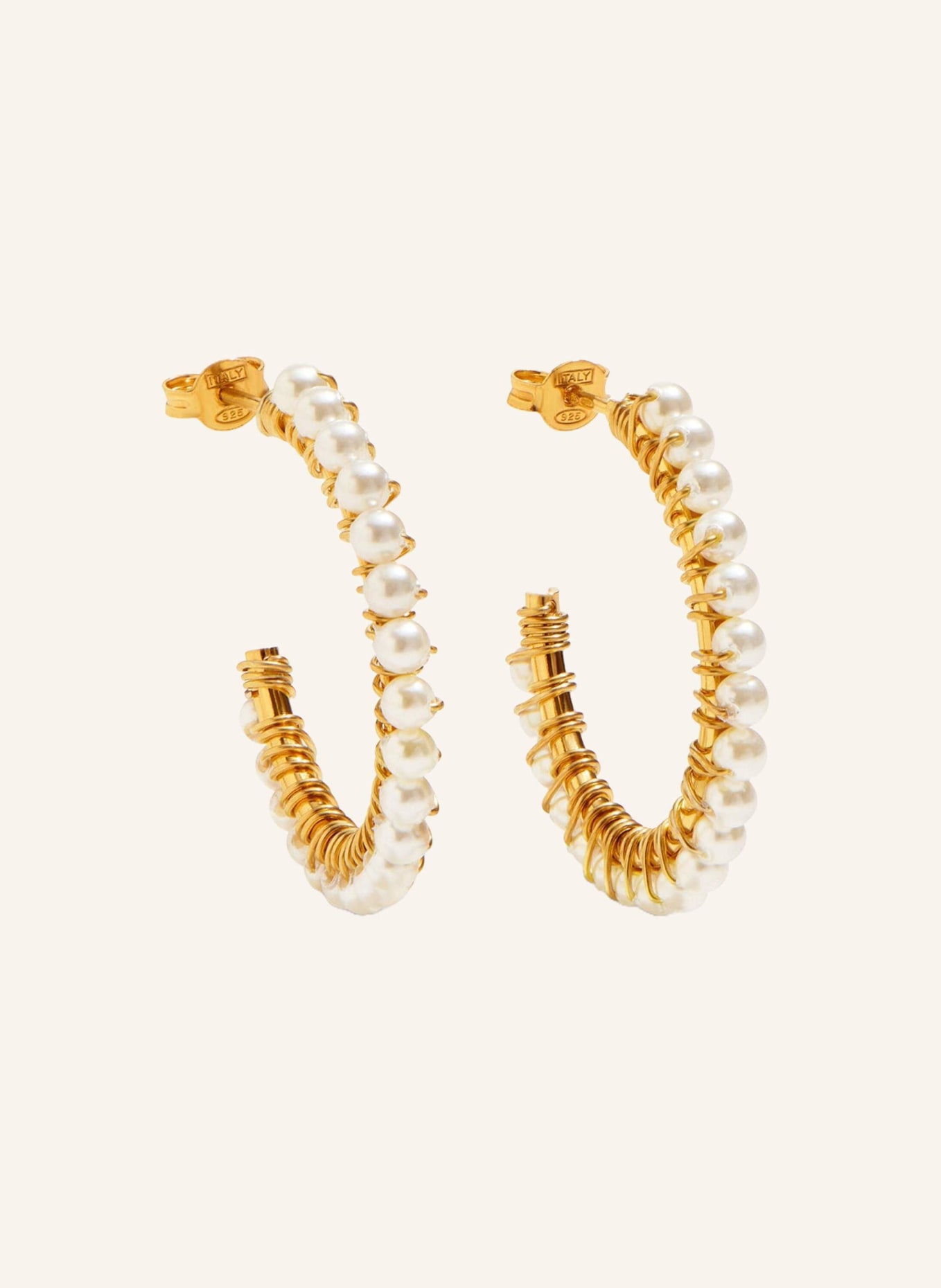 LOTT.gioielli Ohrhänger CL EARRING HOOP WITH PEARLS (3CM) by GLAMBOU, Farbe: GOLD (Bild 1)