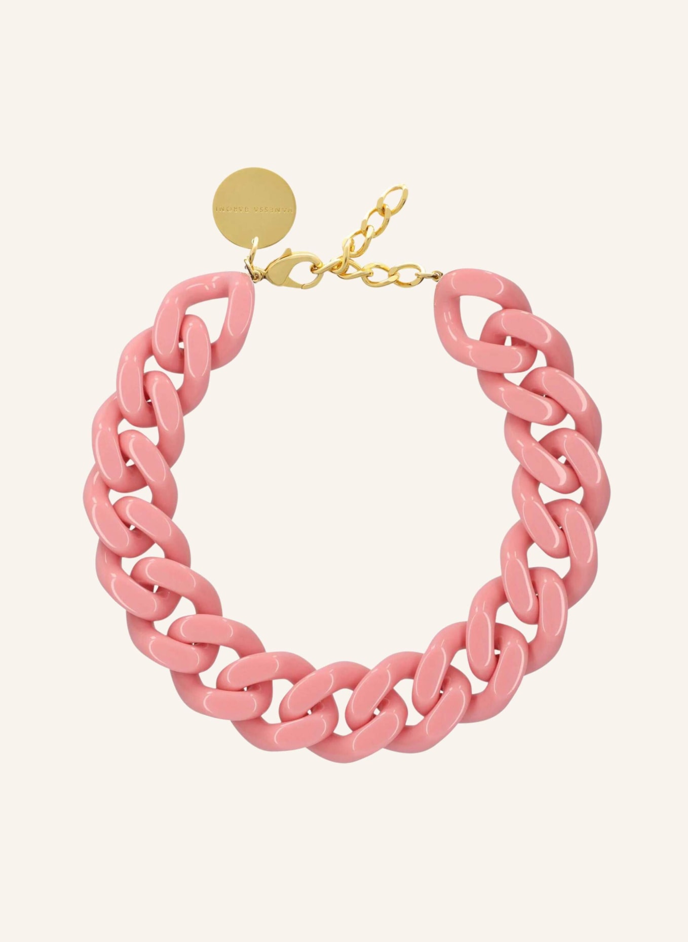 VANESSA BARONI Halskette BIG FLAT CHAIN NECKLACE ROSE by GLAMBOU, Farbe: ROSA (Bild 1)