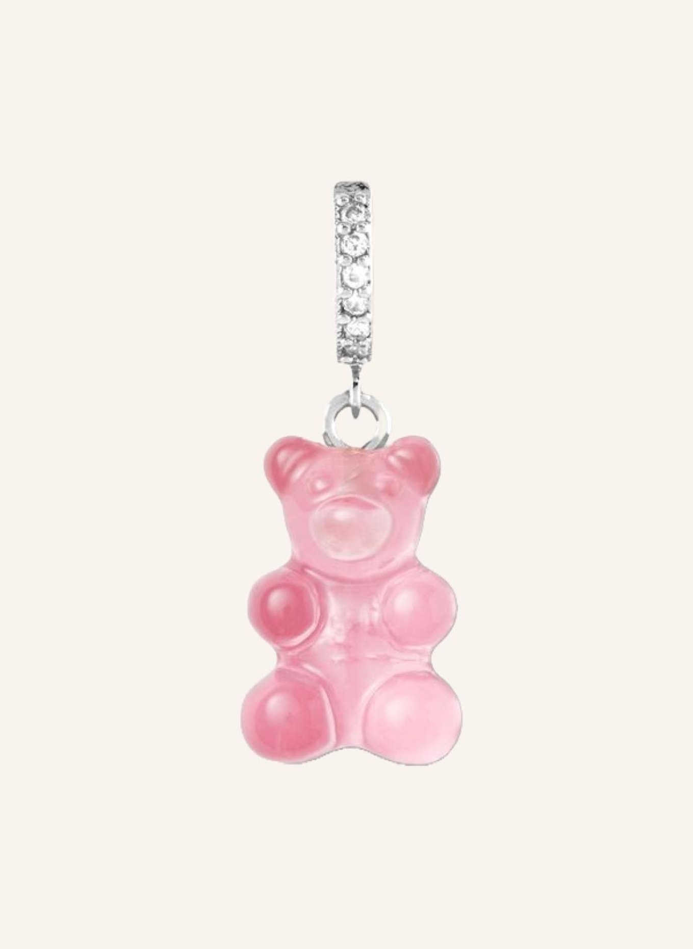 CRYSTAL HAZE Single-Ohrring BUBBLEGUM NOSTALGIA BEAR HOOP by GLAMBOU, Farbe: PINK (Bild 1)