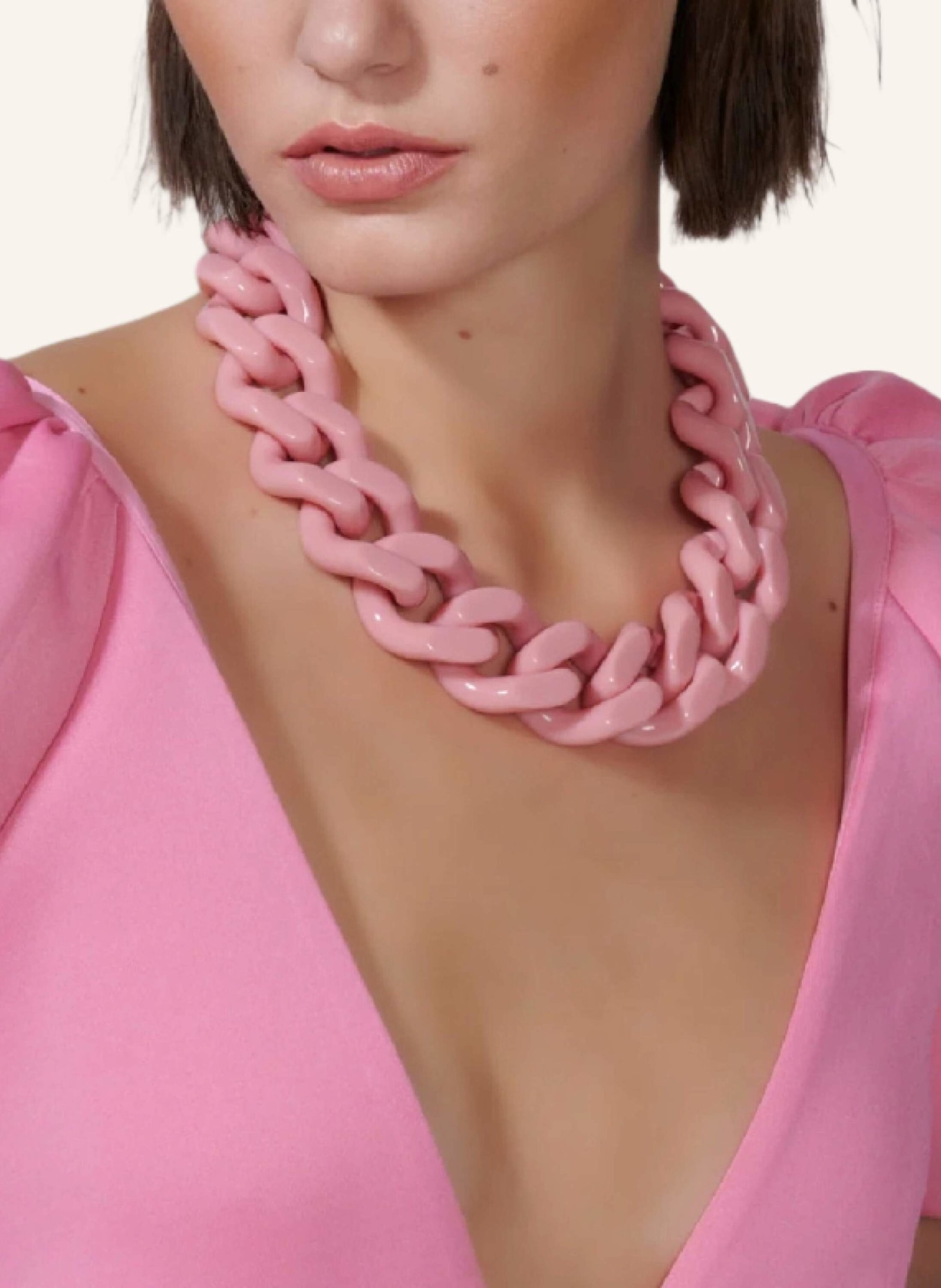 VANESSA BARONI Halskette BIG FLAT CHAIN NECKLACE ROSE by GLAMBOU, Farbe: ROSA (Bild 2)